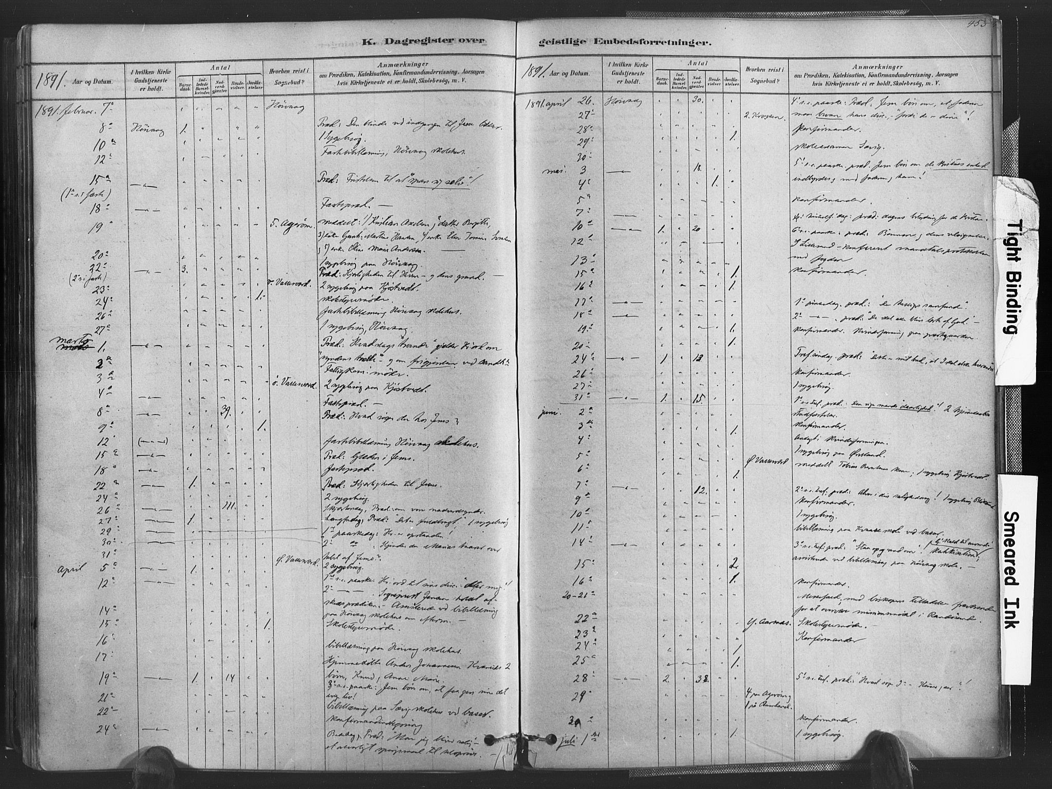 Høvåg sokneprestkontor, SAK/1111-0025/F/Fa/L0005: Parish register (official) no. A 5, 1878-1893, p. 453