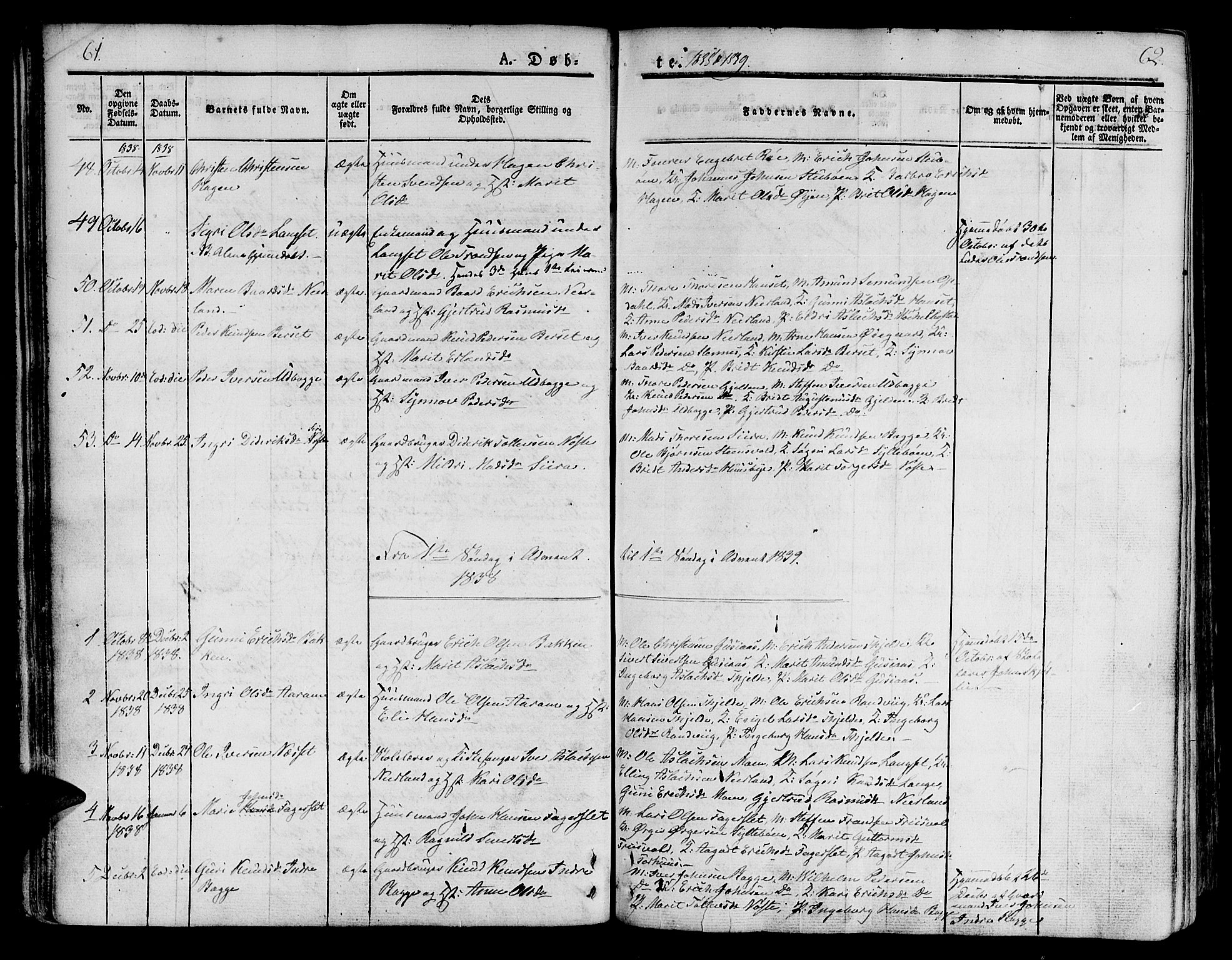 Ministerialprotokoller, klokkerbøker og fødselsregistre - Møre og Romsdal, AV/SAT-A-1454/551/L0624: Parish register (official) no. 551A04, 1831-1845, p. 61-62