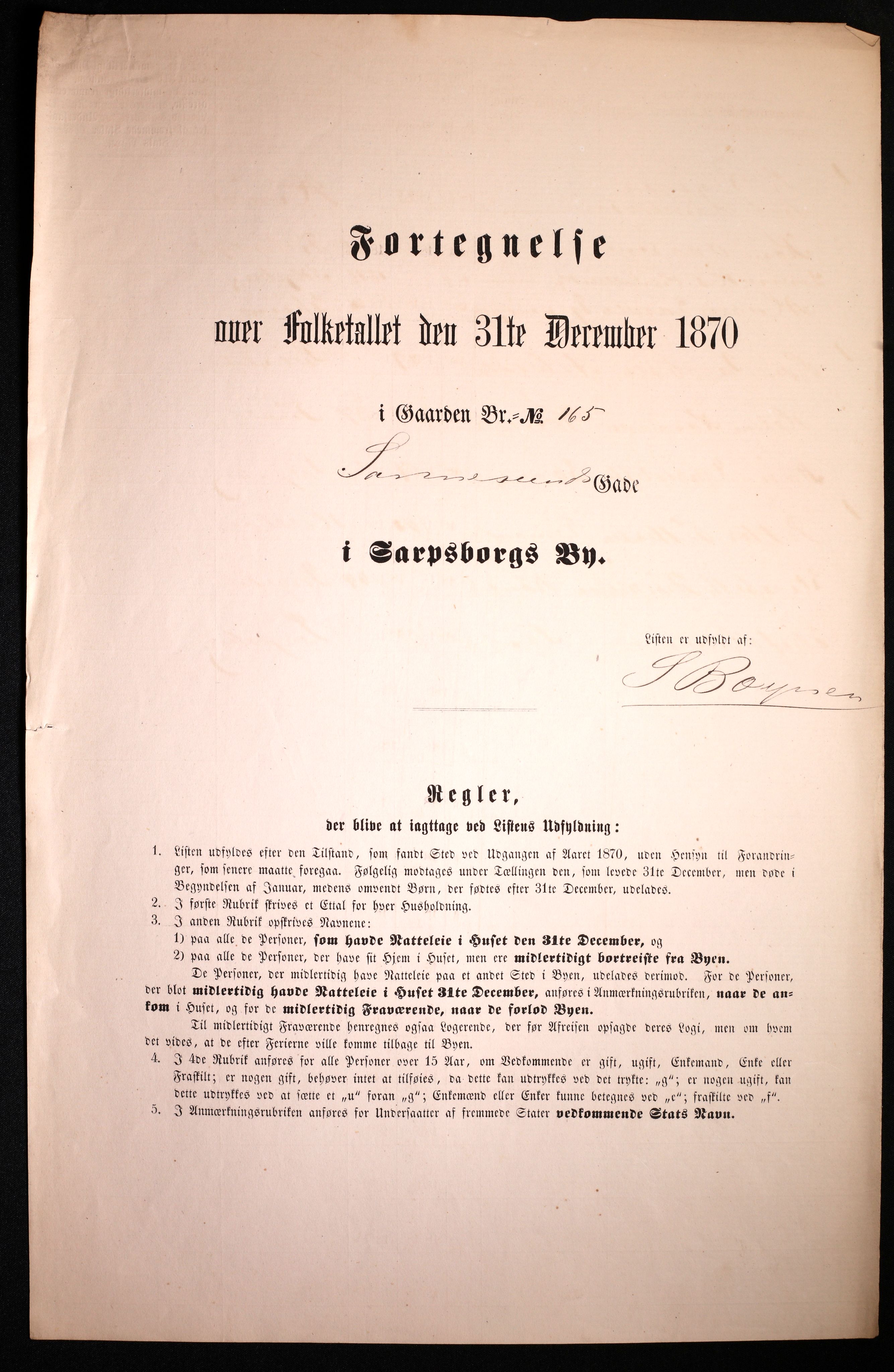 RA, 1870 census for 0102 Sarpsborg, 1870, p. 563