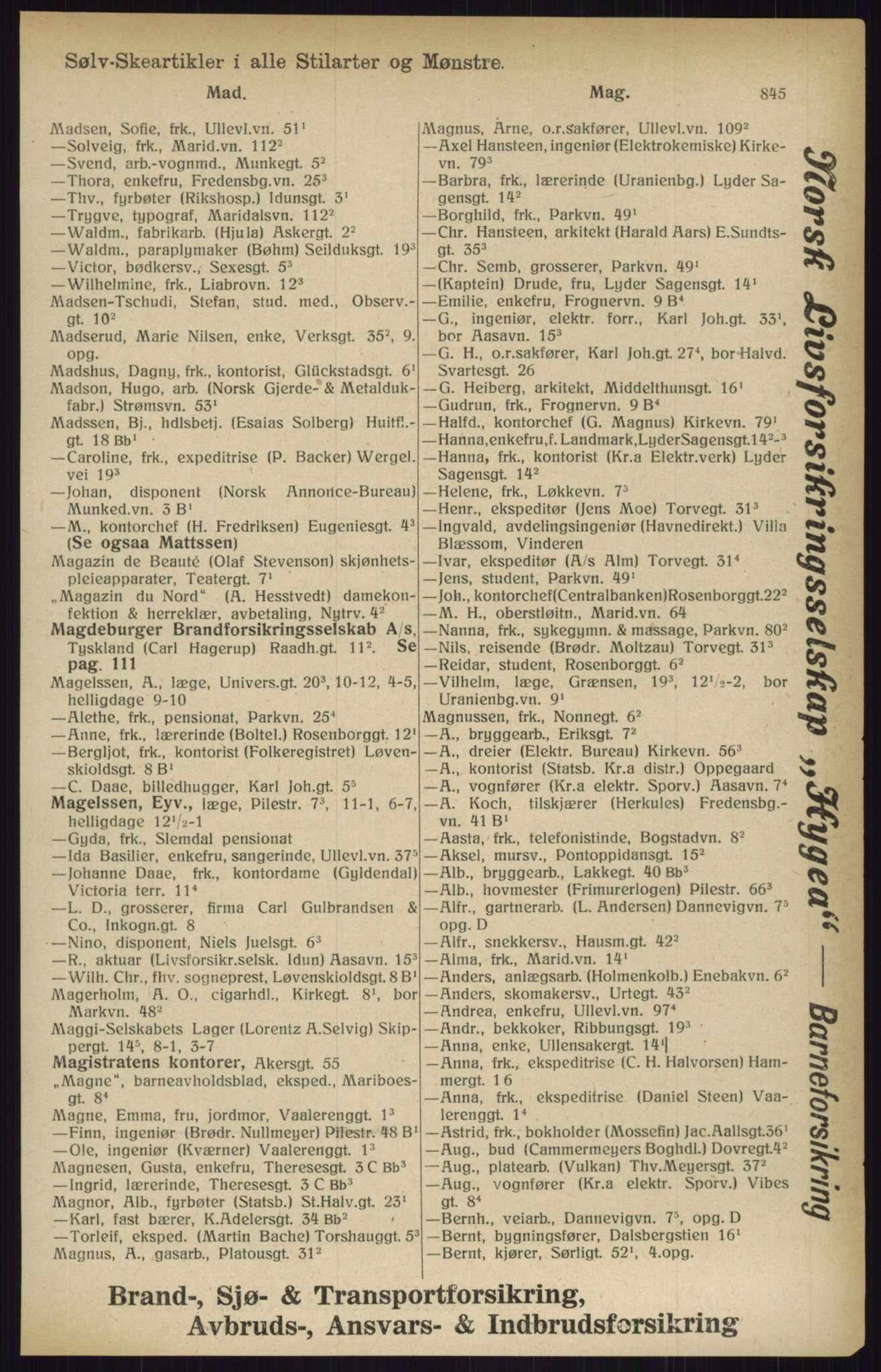 Kristiania/Oslo adressebok, PUBL/-, 1916, p. 845