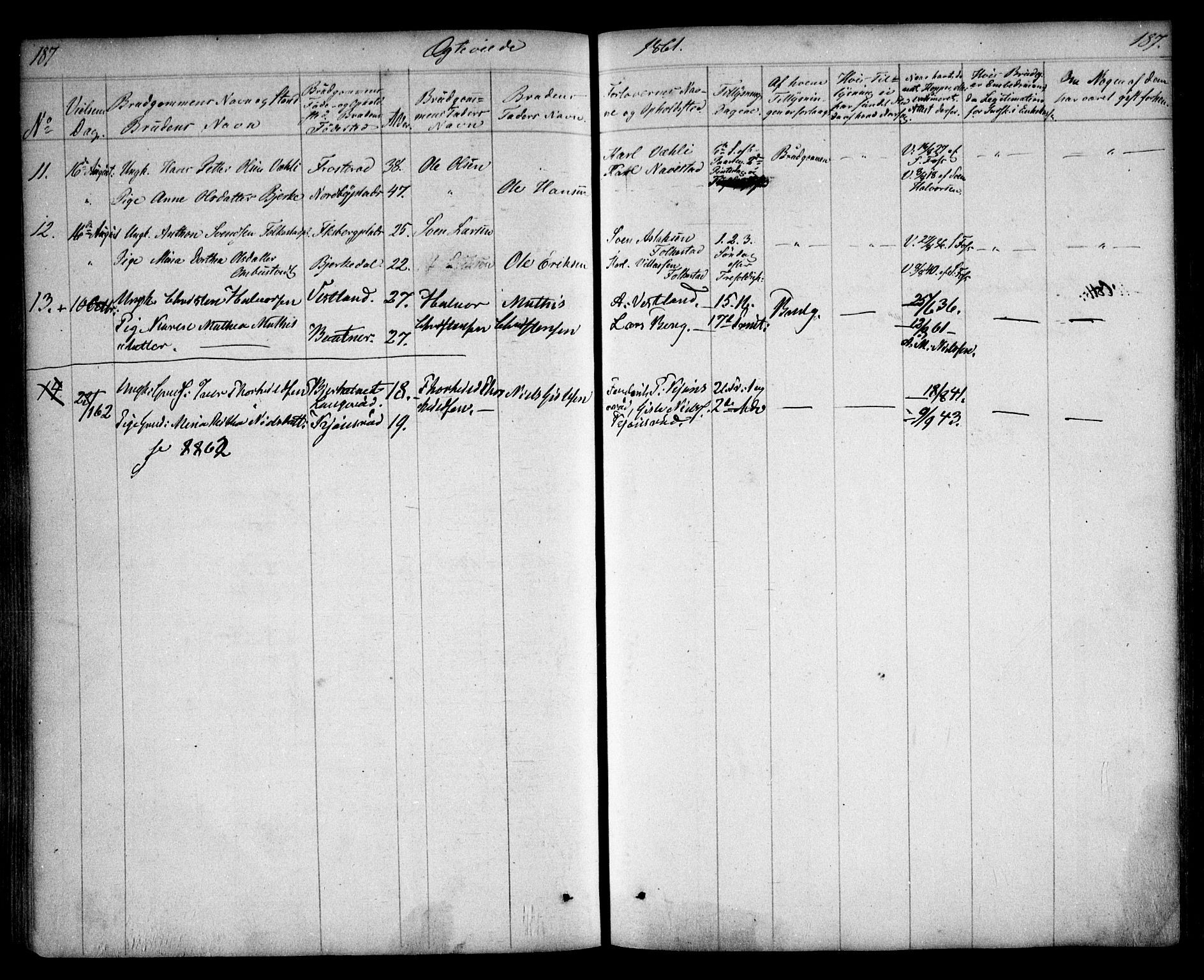 Våler prestekontor Kirkebøker, AV/SAO-A-11083/F/Fa/L0006: Parish register (official) no. I 6, 1840-1861, p. 187