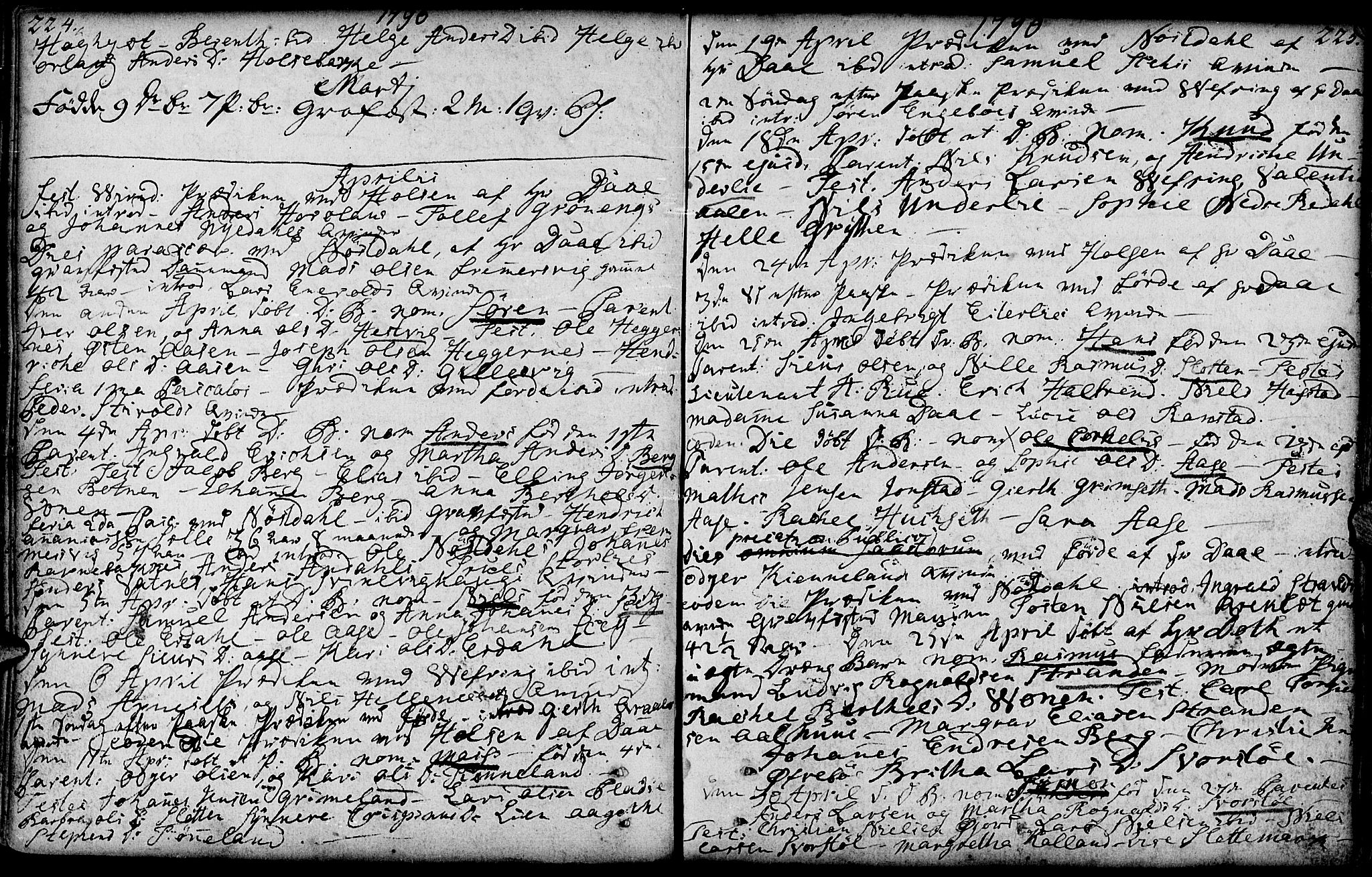 Førde sokneprestembete, AV/SAB-A-79901/H/Haa/Haaa/L0004: Parish register (official) no. A 4, 1781-1803, p. 224-225