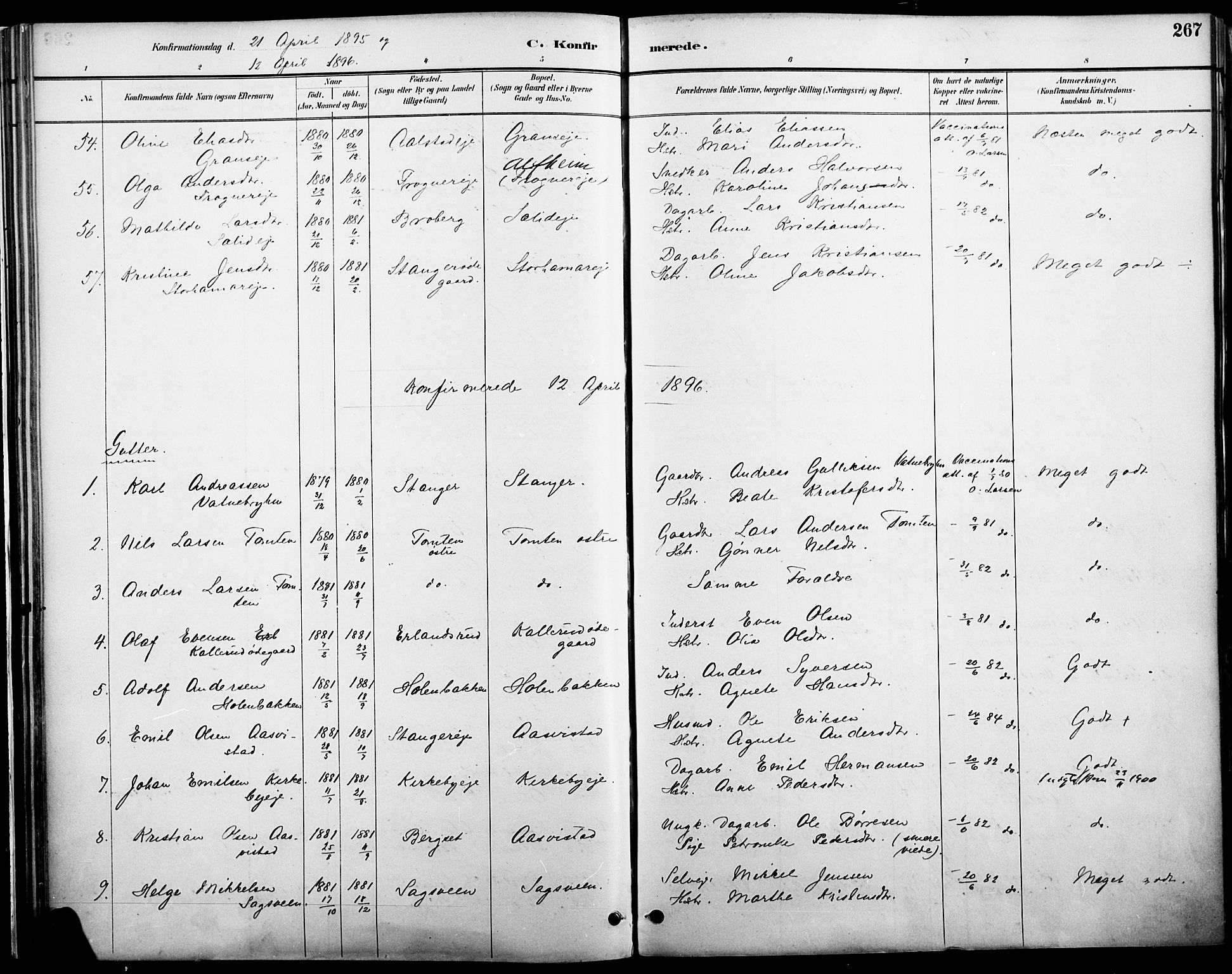 Vang prestekontor, Hedmark, SAH/PREST-008/H/Ha/Haa/L0019A: Parish register (official) no. 19, 1886-1900, p. 267