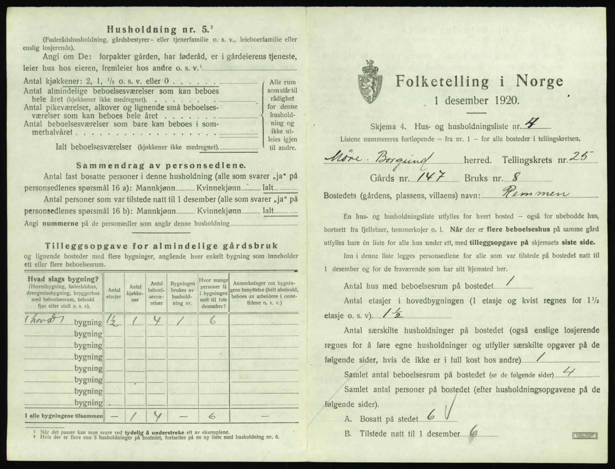 SAT, 1920 census for Borgund, 1920, p. 2024