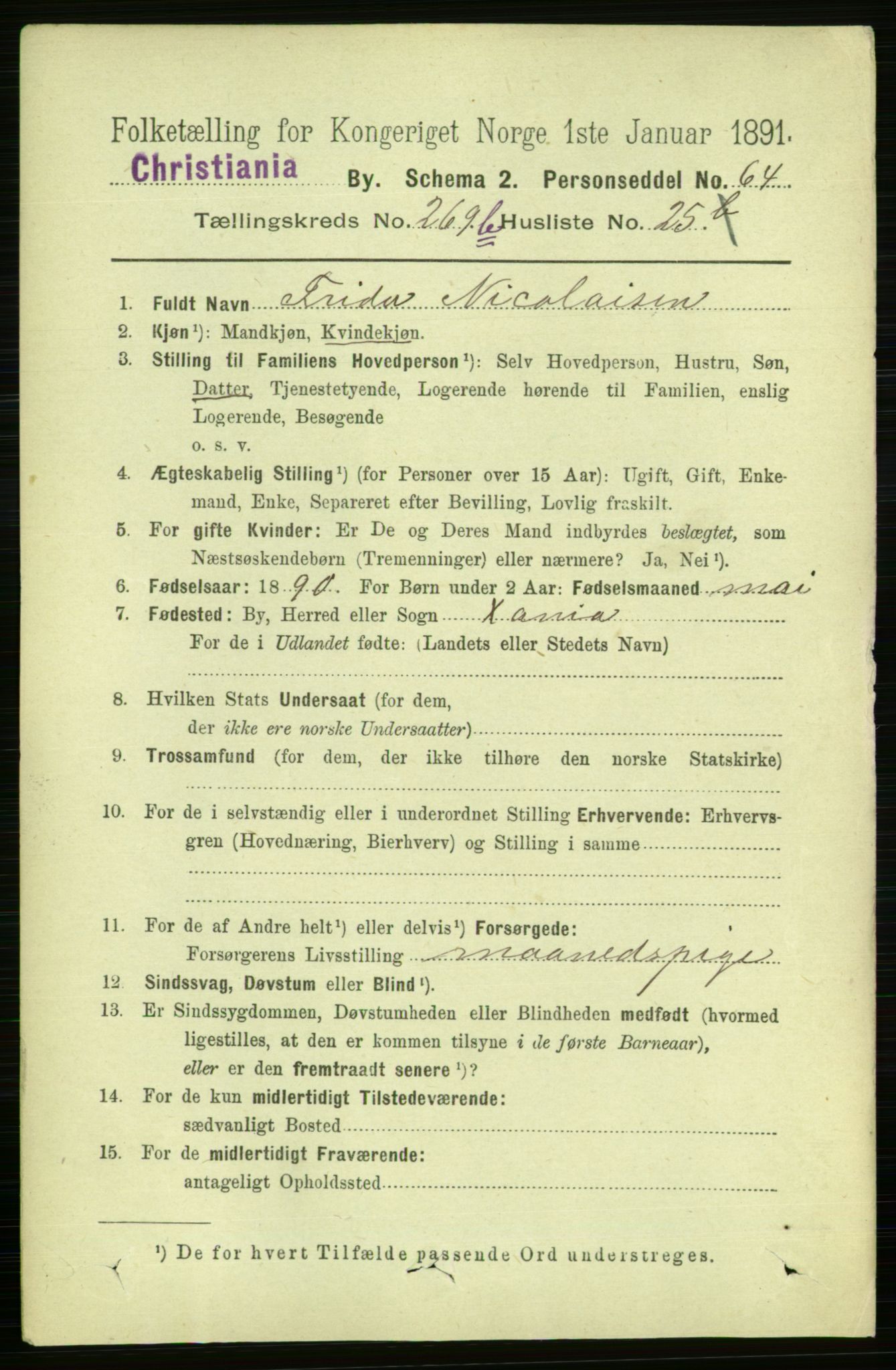 RA, 1891 census for 0301 Kristiania, 1891, p. 107542