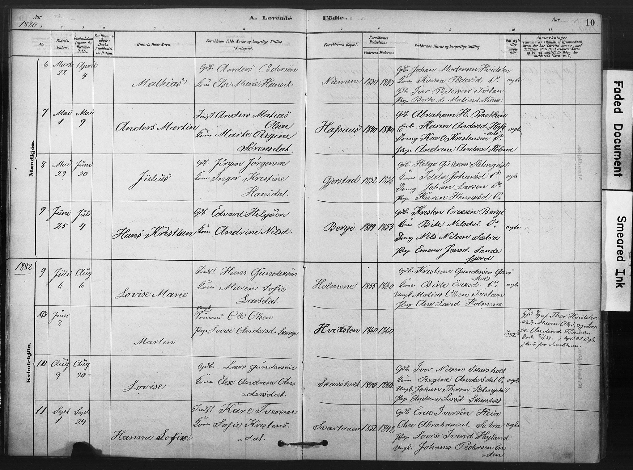 Andebu kirkebøker, AV/SAKO-A-336/F/Fa/L0008: Parish register (official) no. 8, 1878-1902, p. 10