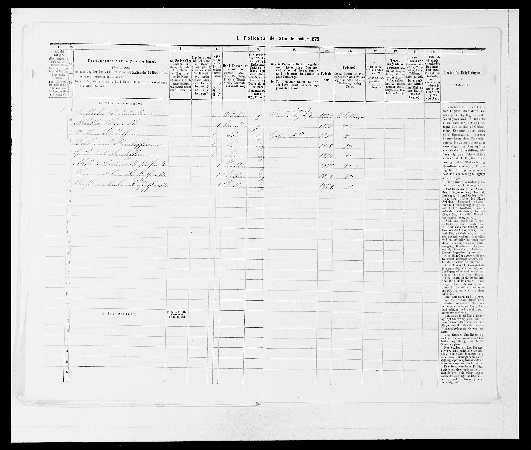 SAB, 1875 census for 1261P Manger, 1875, p. 1412