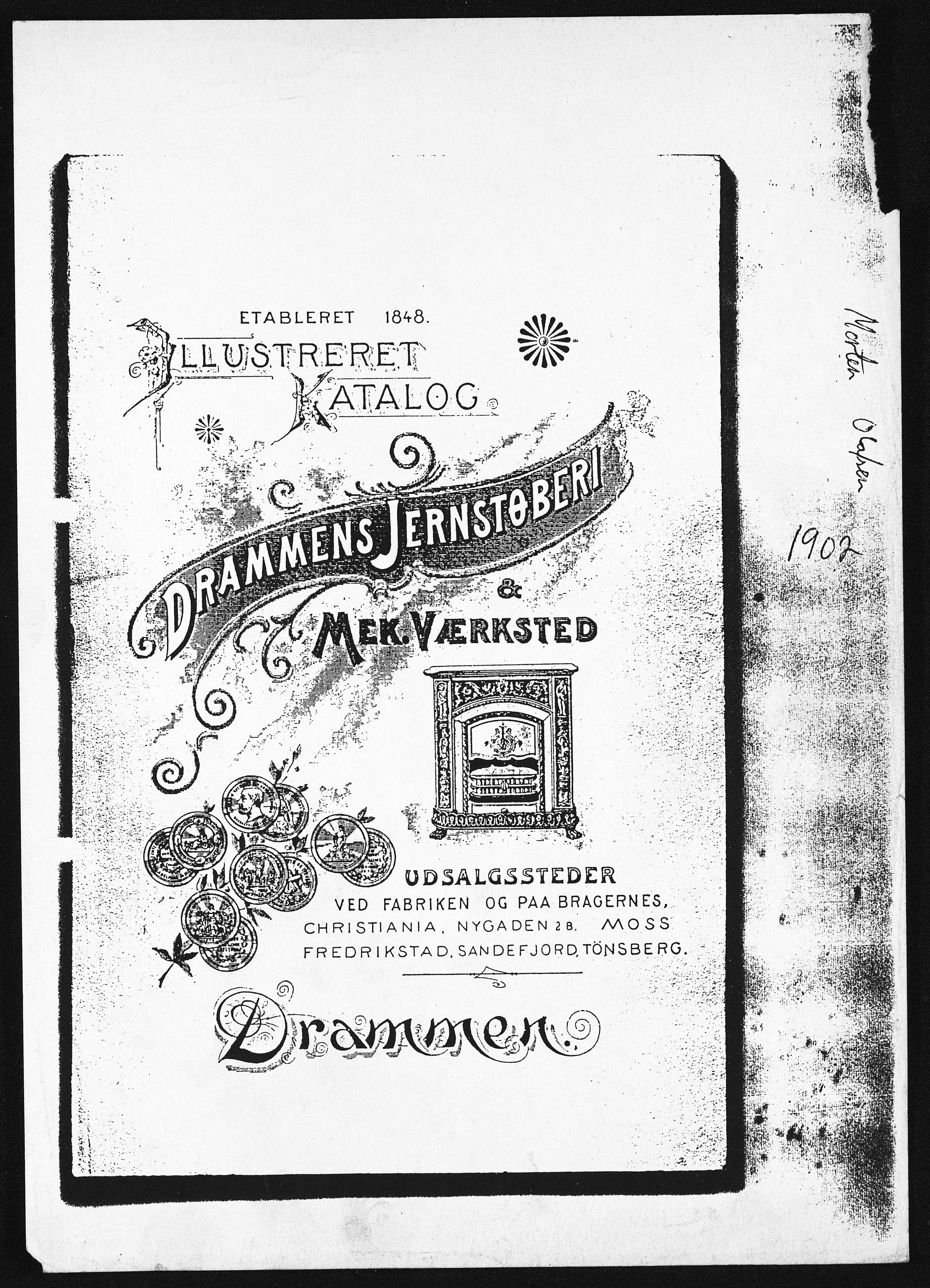 Næs Jernverksmuseets samling av historiske ovnskataloger, NESJ/NJM-006/01/L0047: Drammens Jernstøberi & Mek. Værksted, Illustreret Katalog, 1902