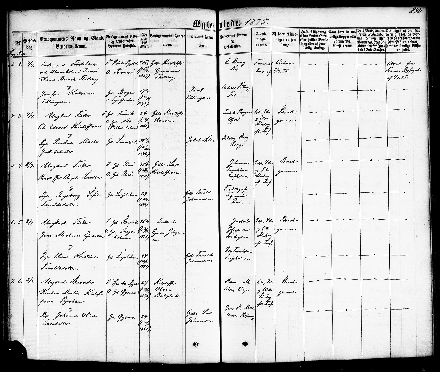 Ministerialprotokoller, klokkerbøker og fødselsregistre - Nordland, AV/SAT-A-1459/872/L1034: Parish register (official) no. 872A09, 1864-1884, p. 240