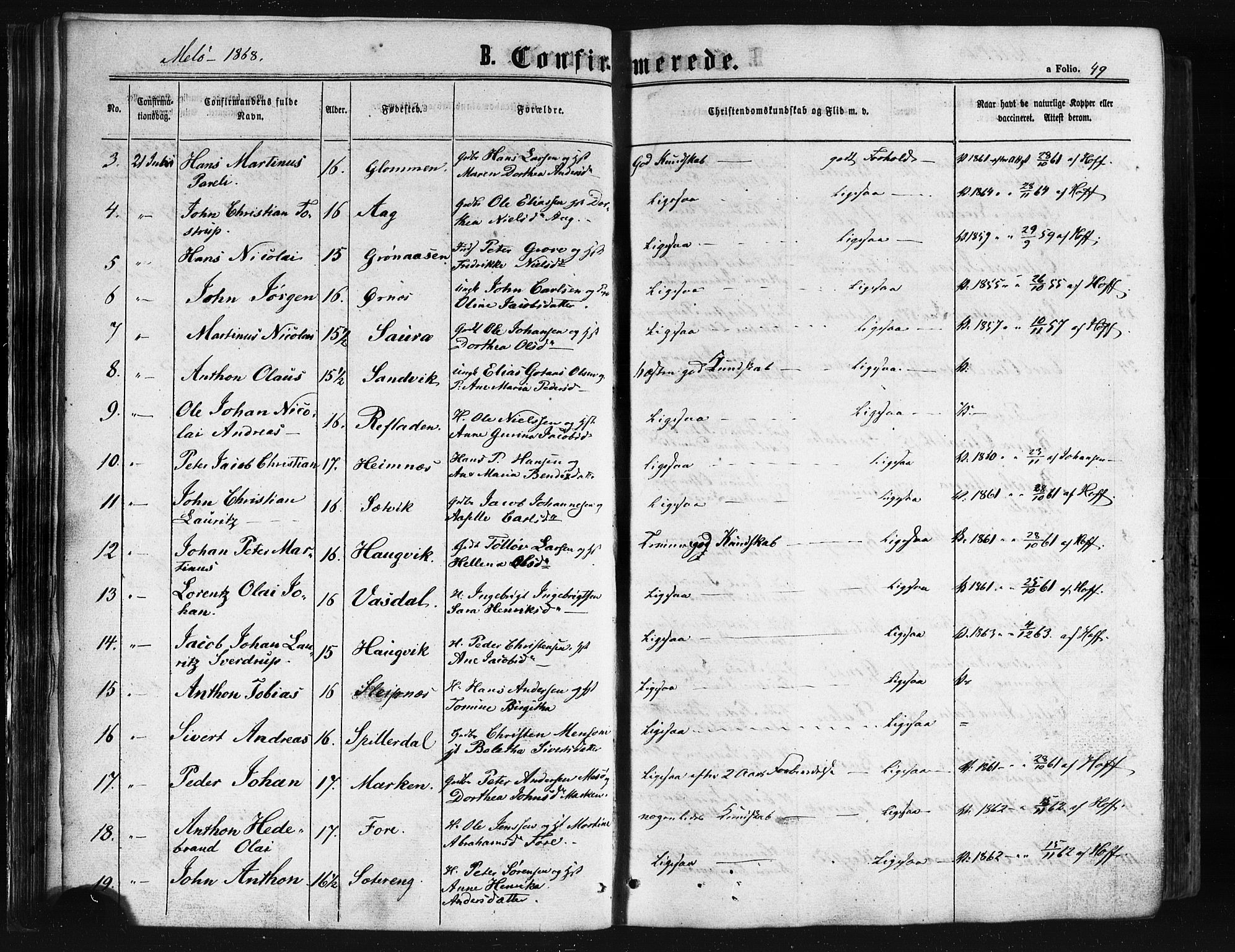 Ministerialprotokoller, klokkerbøker og fødselsregistre - Nordland, AV/SAT-A-1459/841/L0607: Parish register (official) no. 841A11 /2, 1863-1877, p. 49