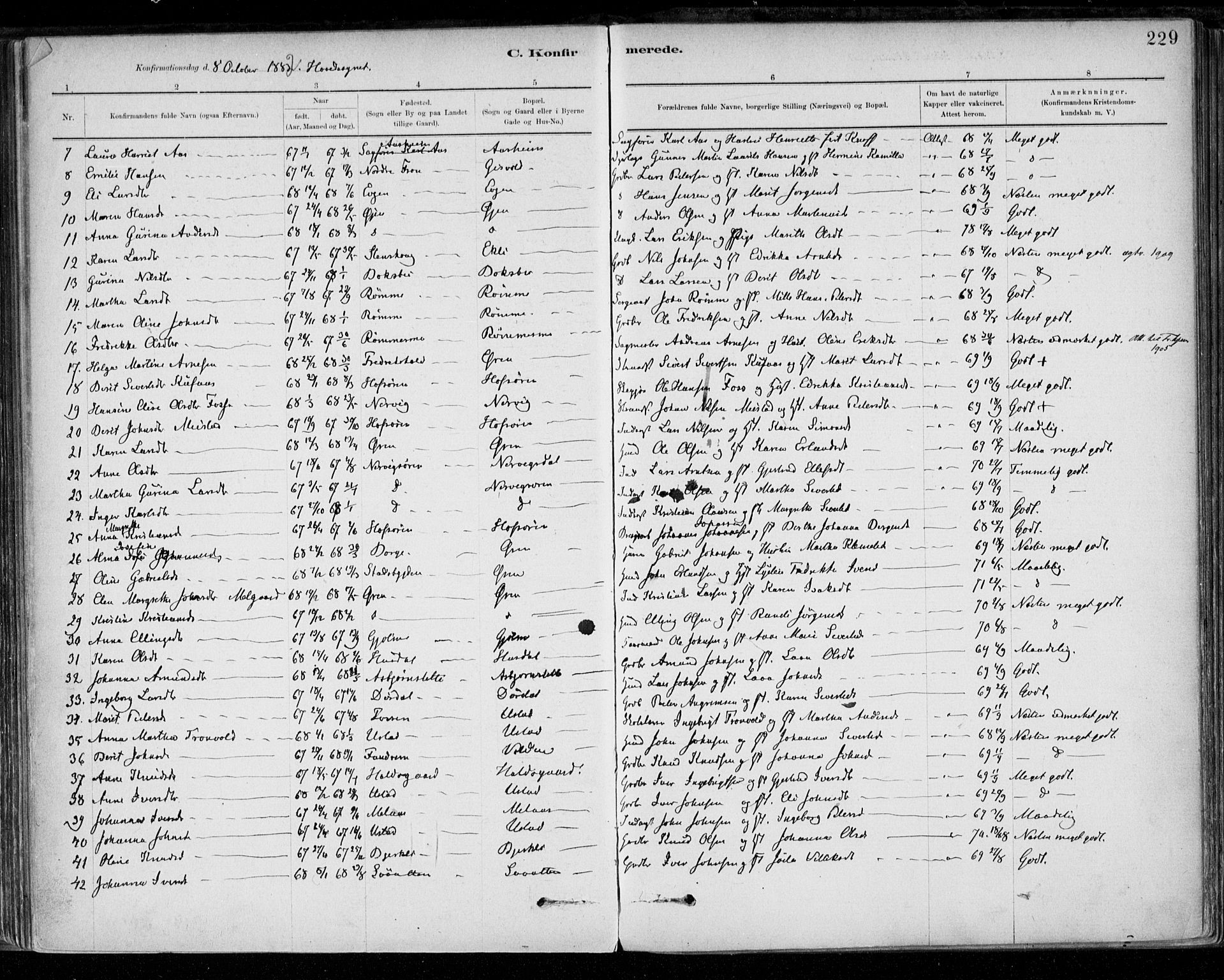 Ministerialprotokoller, klokkerbøker og fødselsregistre - Sør-Trøndelag, SAT/A-1456/668/L0809: Parish register (official) no. 668A09, 1881-1895, p. 229