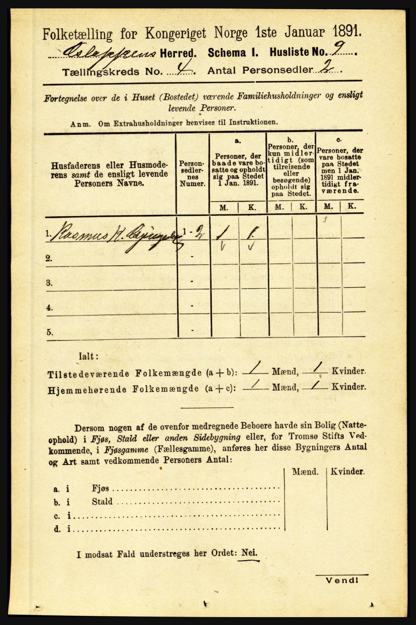 RA, 1891 census for 1445 Gloppen, 1891, p. 1645