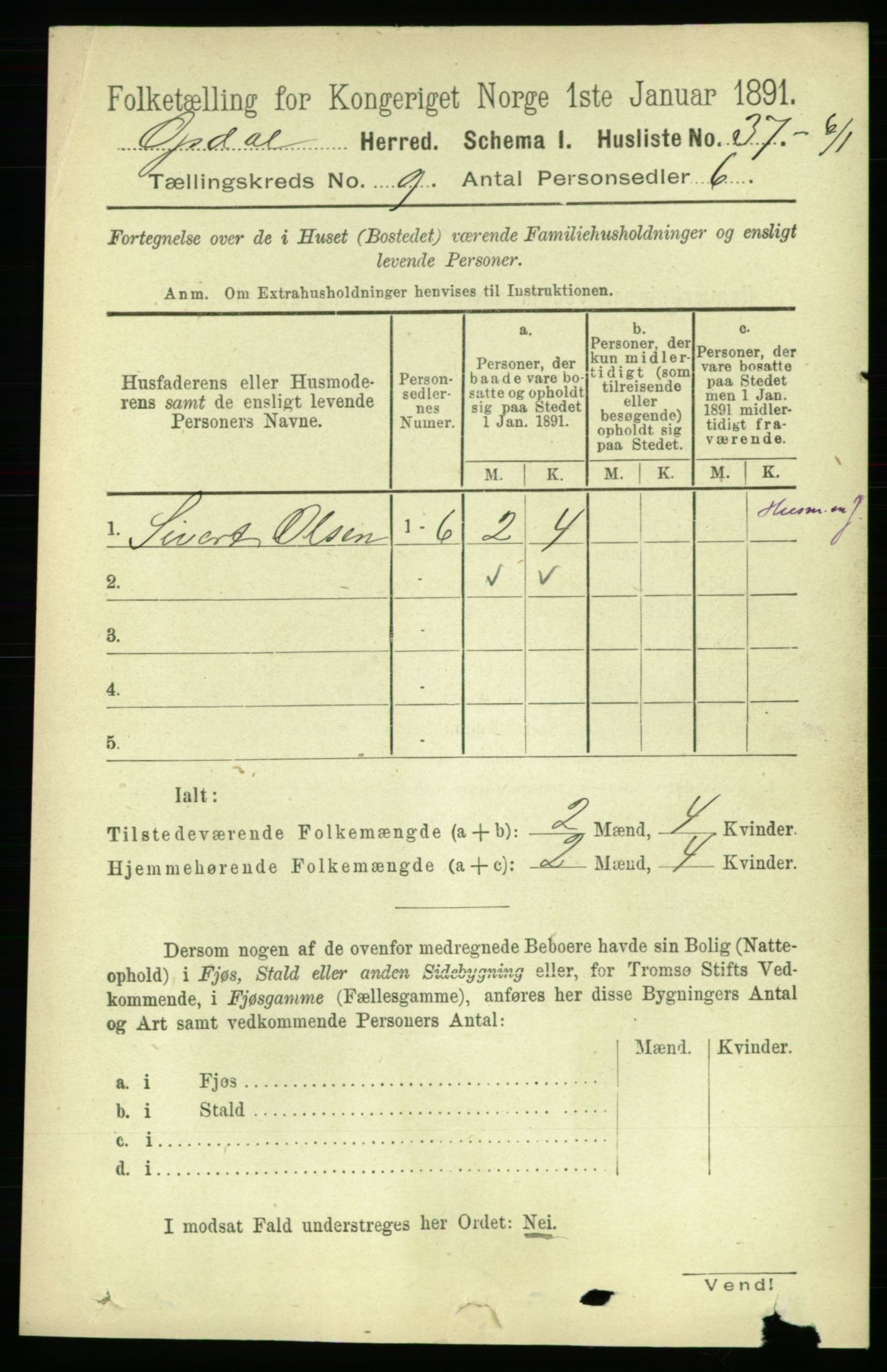 RA, 1891 census for 1634 Oppdal, 1891, p. 4713