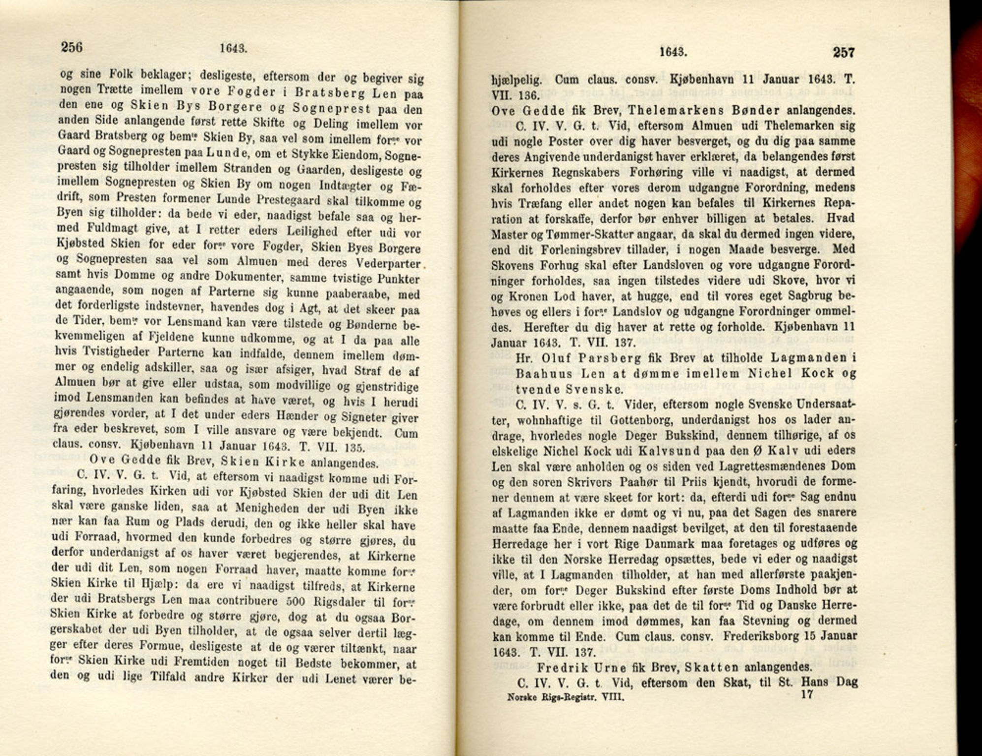 Publikasjoner utgitt av Det Norske Historiske Kildeskriftfond, PUBL/-/-/-: Norske Rigs-Registranter, bind 8, 1641-1648, p. 256-257