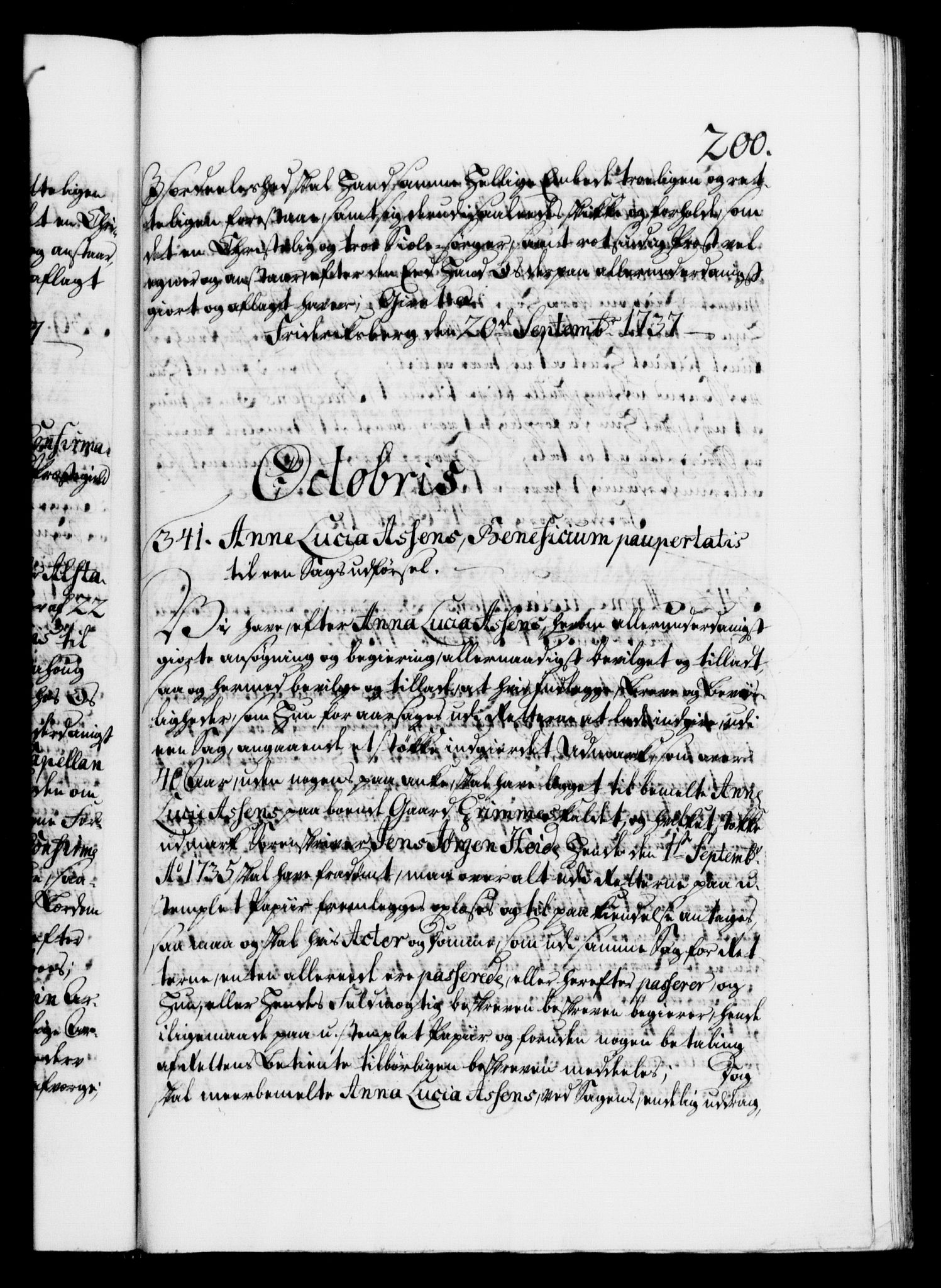 Danske Kanselli 1572-1799, RA/EA-3023/F/Fc/Fca/Fcaa/L0030: Norske registre, 1737-1738, p. 200a