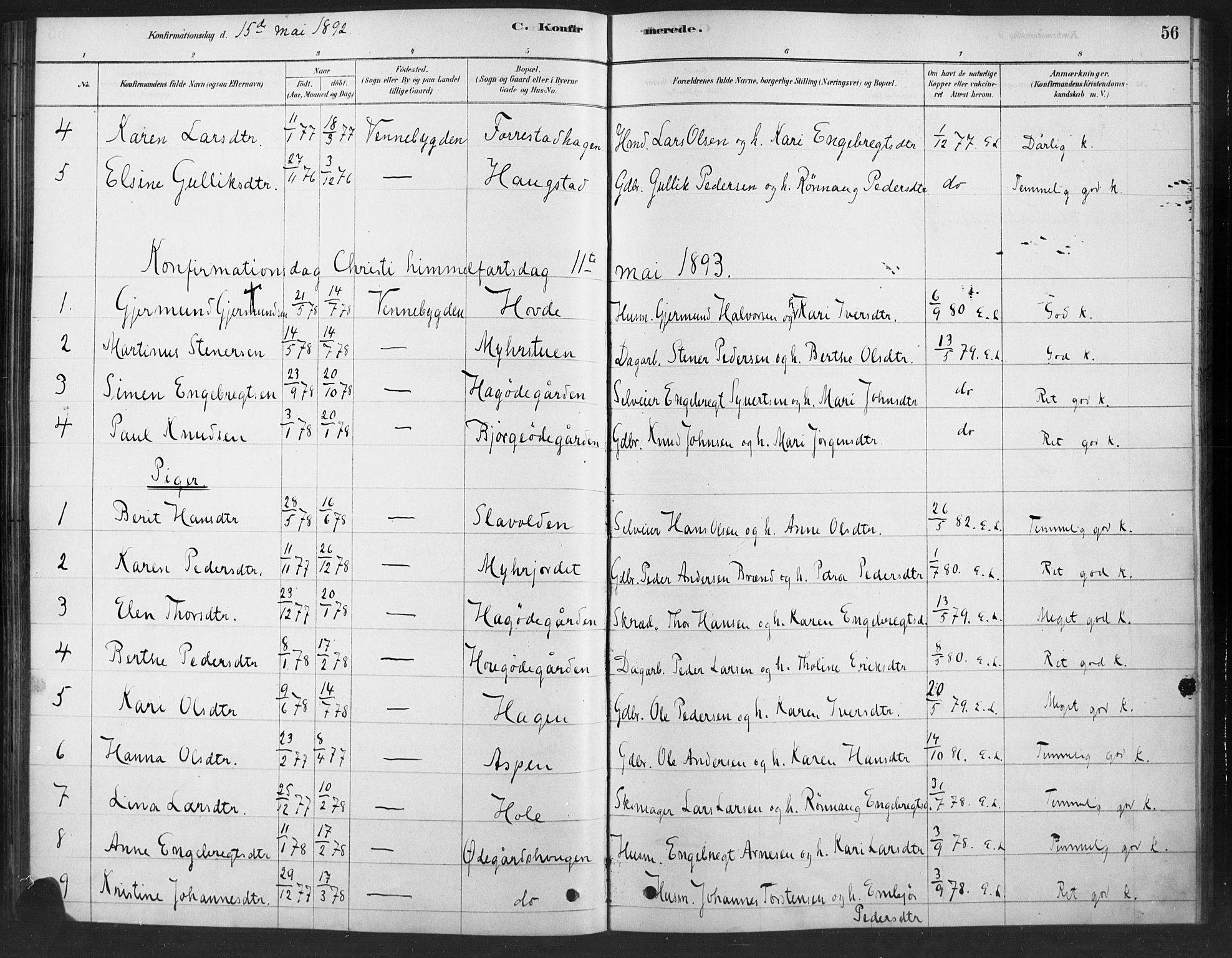 Ringebu prestekontor, SAH/PREST-082/H/Ha/Haa/L0010: Parish register (official) no. 10, 1878-1898, p. 56