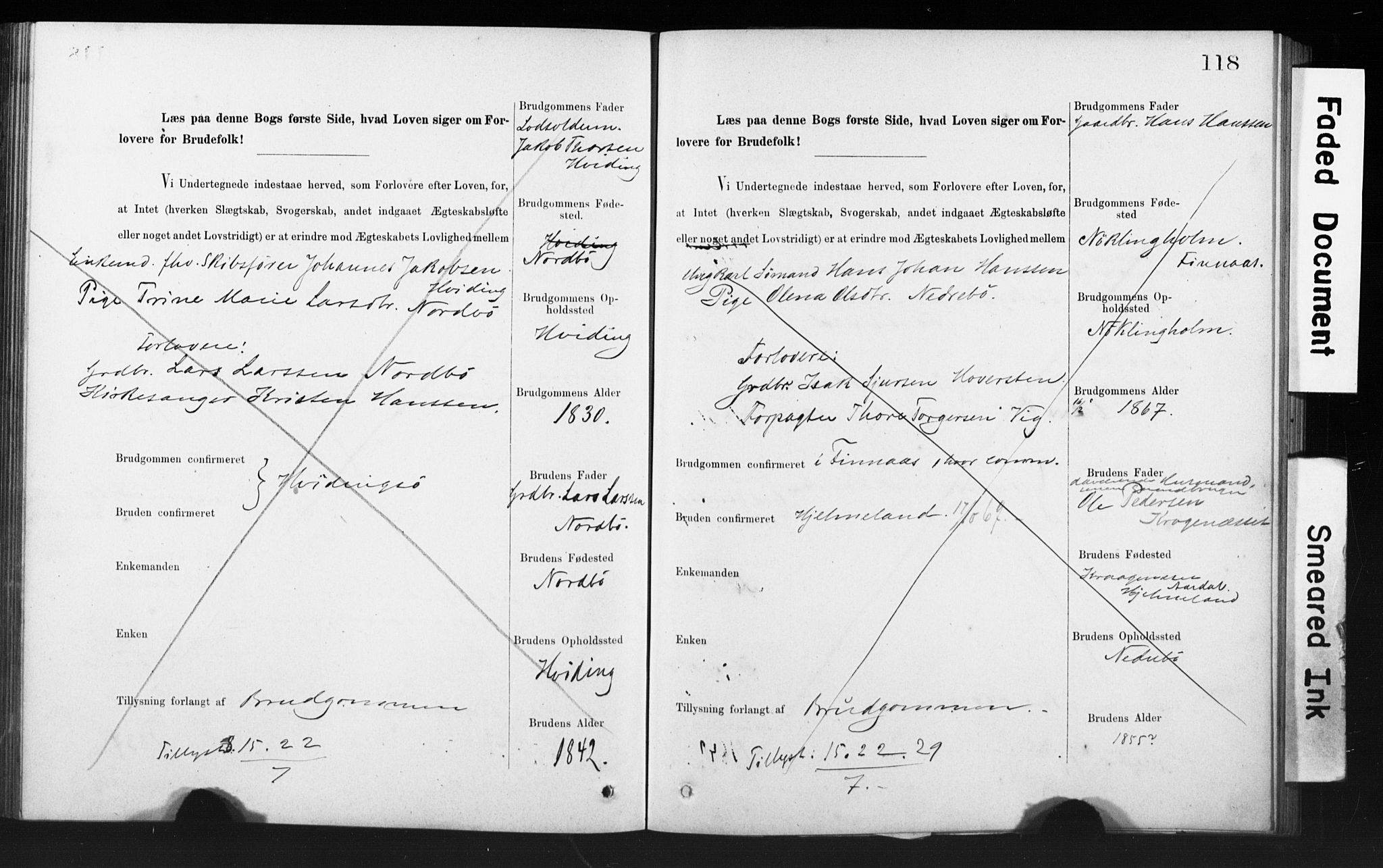 Rennesøy sokneprestkontor, AV/SAST-A -101827/I/Ie/L0001: Banns register no. 1, 1873-1898, p. 118