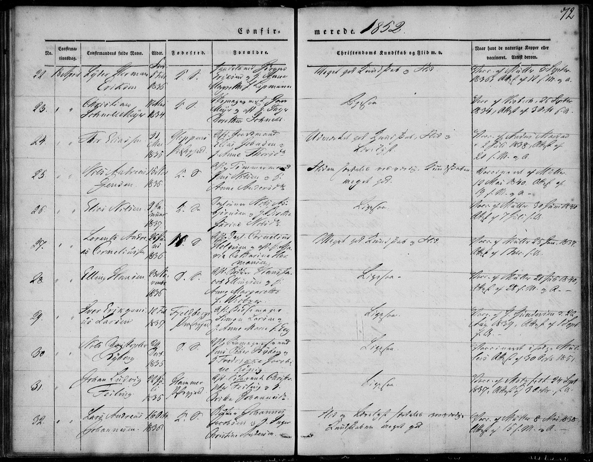 Korskirken sokneprestembete, SAB/A-76101/H/Haa/L0026: Parish register (official) no. C 2, 1842-1854, p. 72