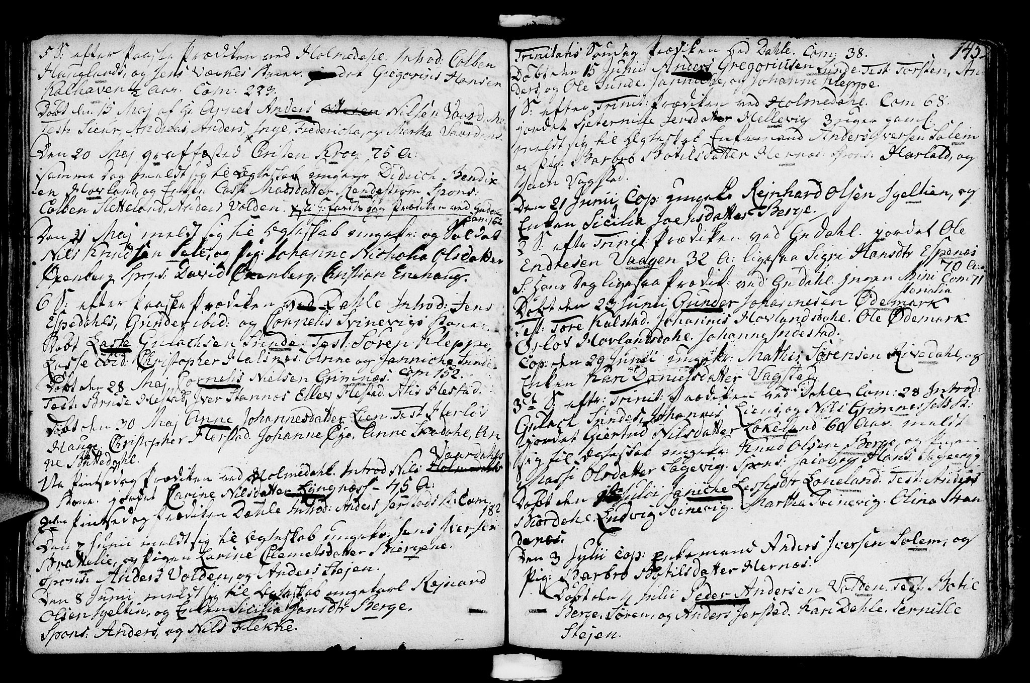 Fjaler sokneprestembete, AV/SAB-A-79801/H/Haa/Haaa/L0003: Parish register (official) no. A 3, 1799-1814, p. 145