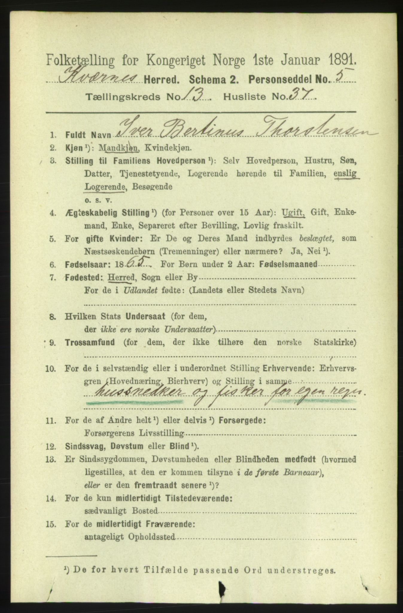 RA, 1891 census for 1553 Kvernes, 1891, p. 5682