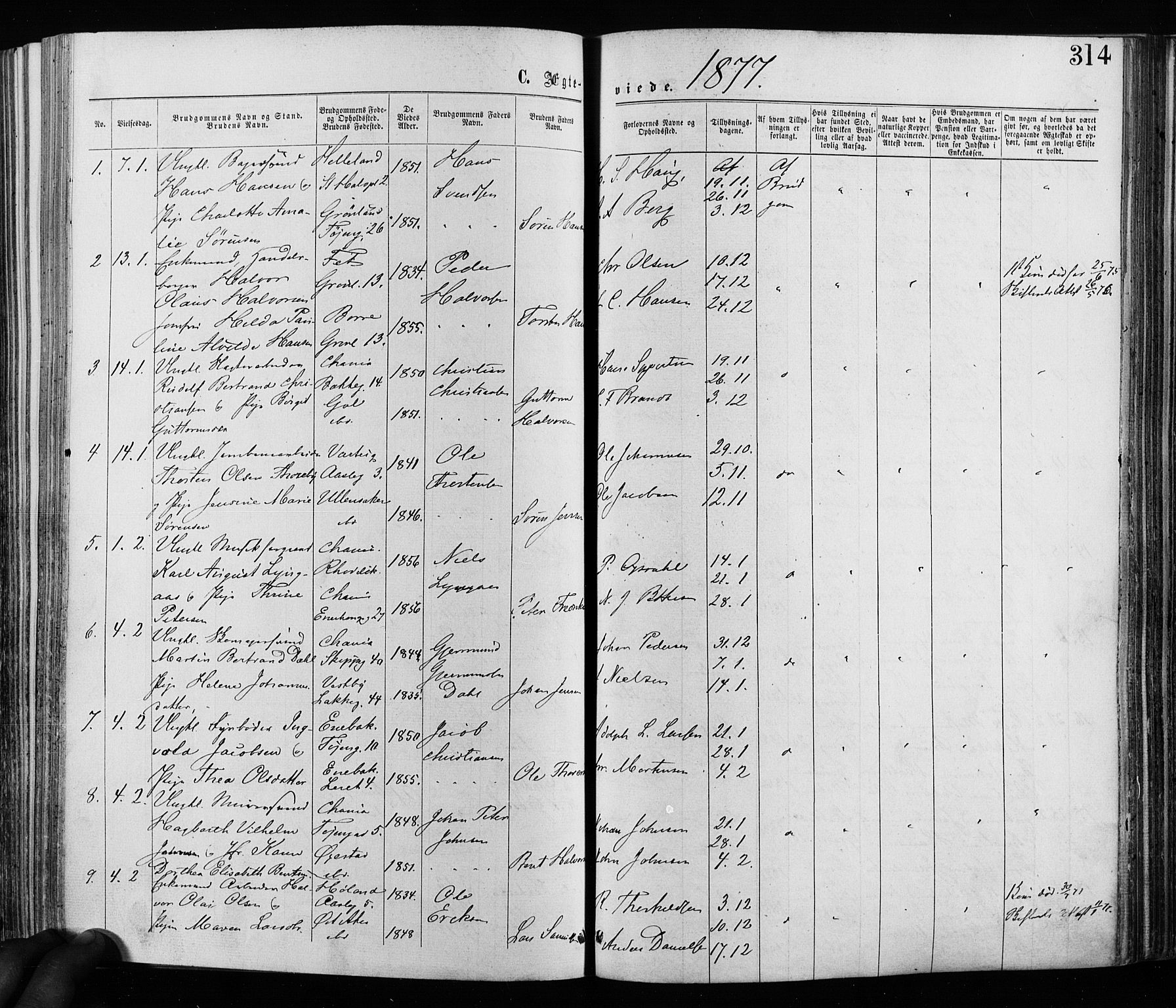 Grønland prestekontor Kirkebøker, SAO/A-10848/F/Fa/L0005: Parish register (official) no. 5, 1869-1880, p. 314