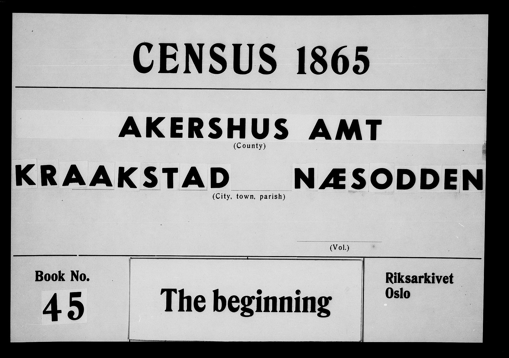 RA, 1865 census for Kråkstad, 1865, p. 1