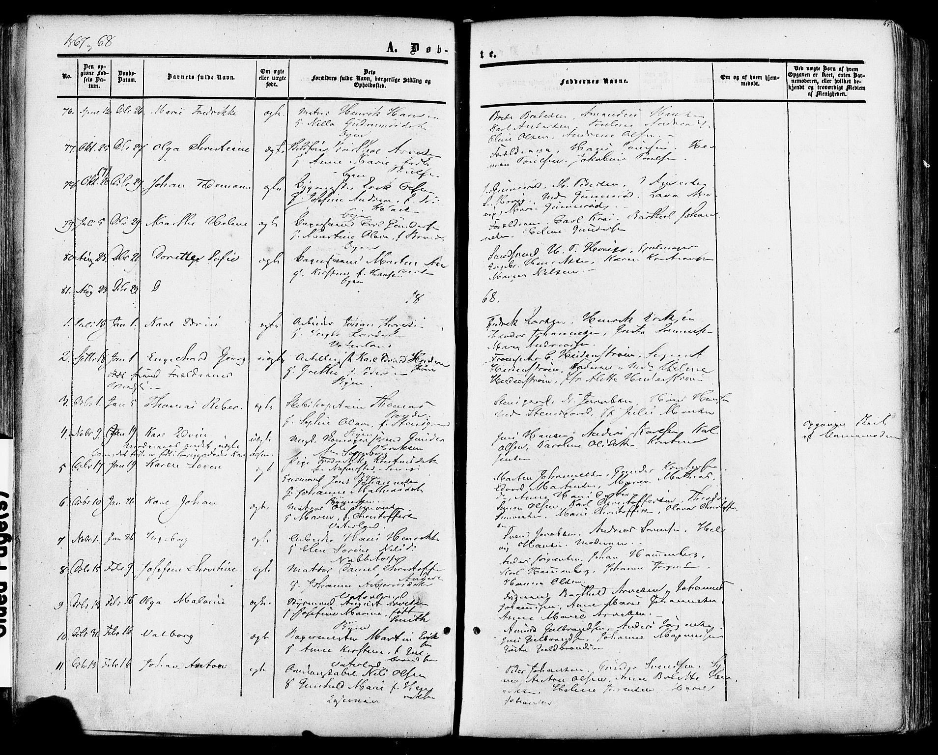 Fredrikstad prestekontor Kirkebøker, SAO/A-11082/F/Fa/L0006: Parish register (official) no. 6, 1857-1878, p. 65