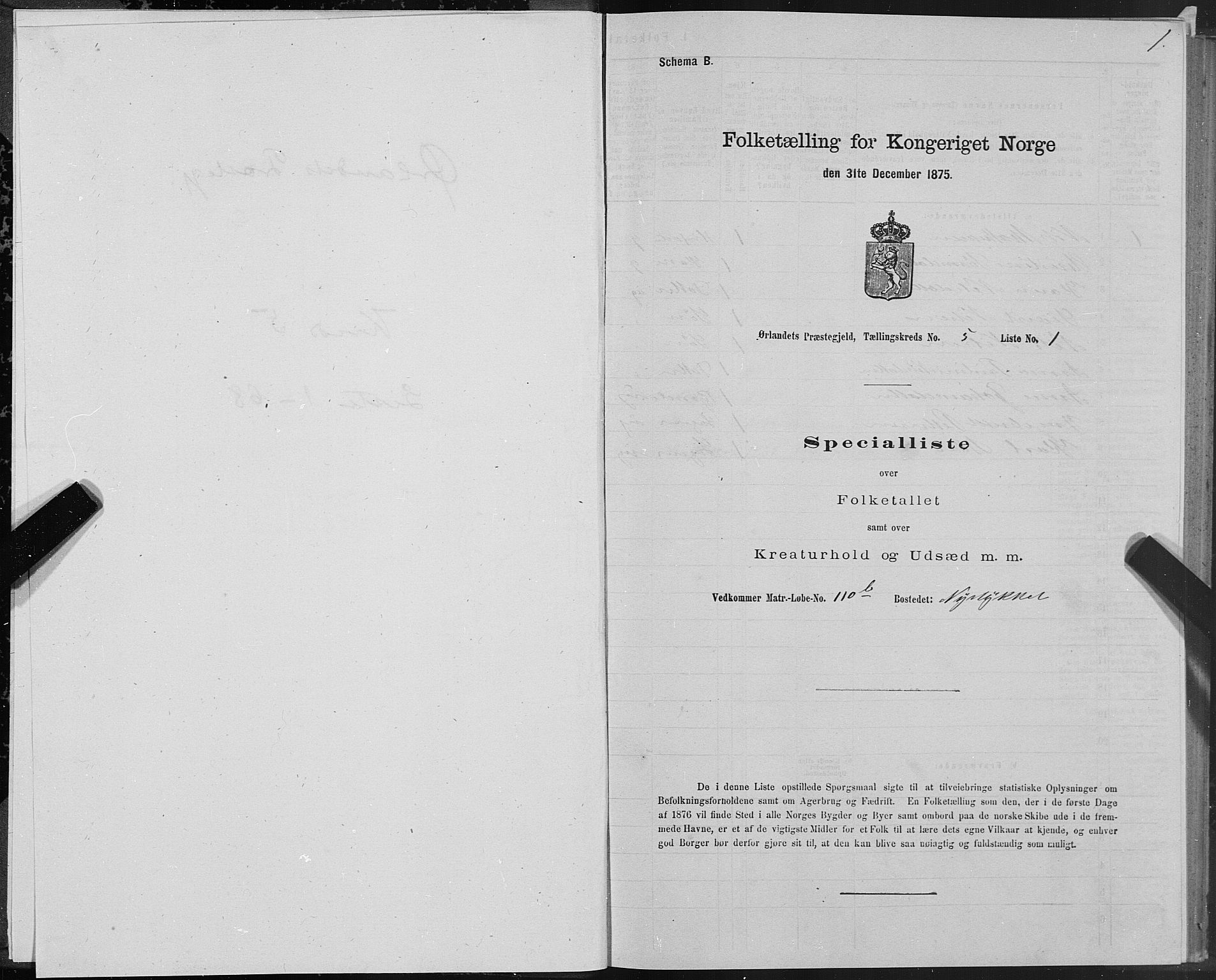 SAT, 1875 census for 1621P Ørland, 1875, p. 3001