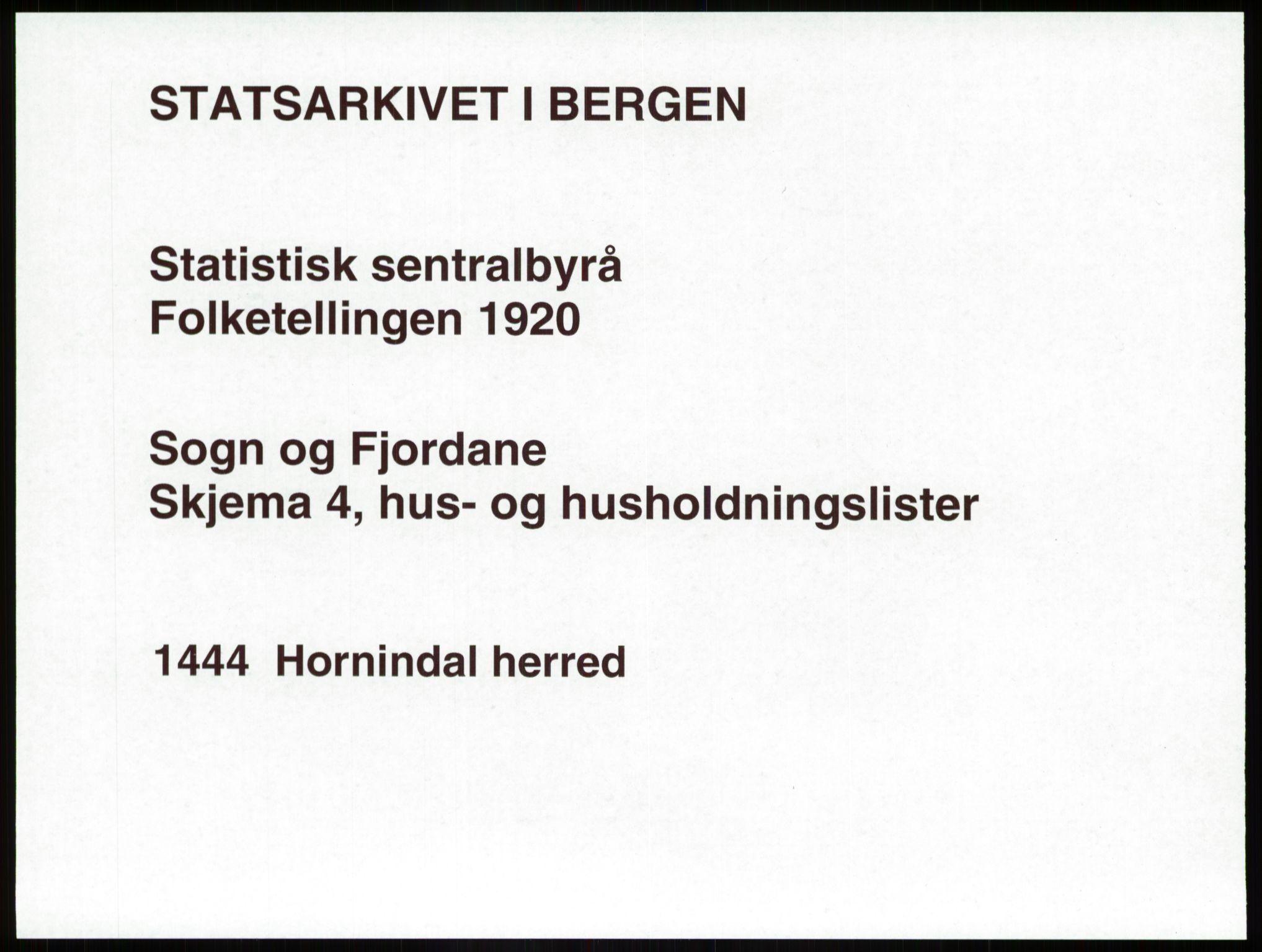 SAB, 1920 census for Hornindal, 1920, p. 25