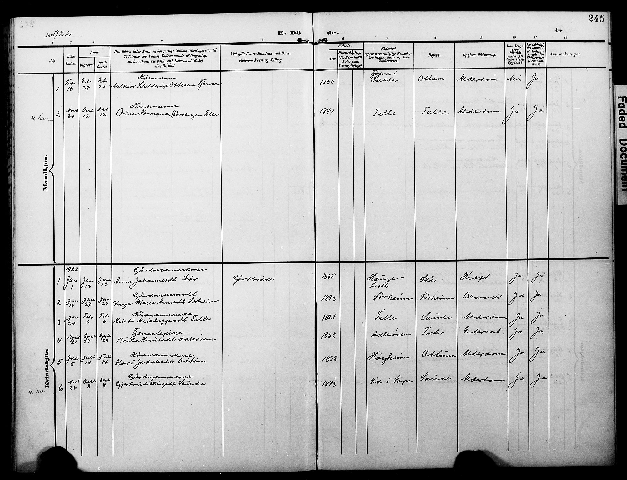 Luster sokneprestembete, AV/SAB-A-81101/H/Hab/Haba/L0001: Parish register (copy) no. A 1, 1903-1930, p. 245