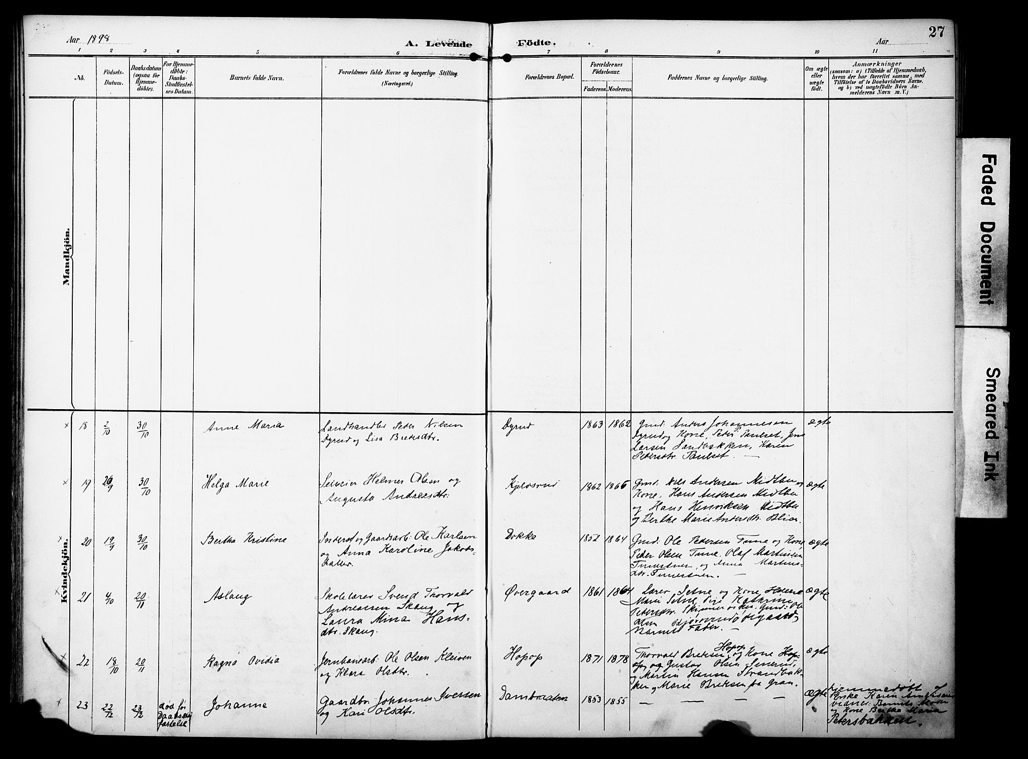 Vestre Toten prestekontor, AV/SAH-PREST-108/H/Ha/Haa/L0012: Parish register (official) no. 12, 1890-1906, p. 27