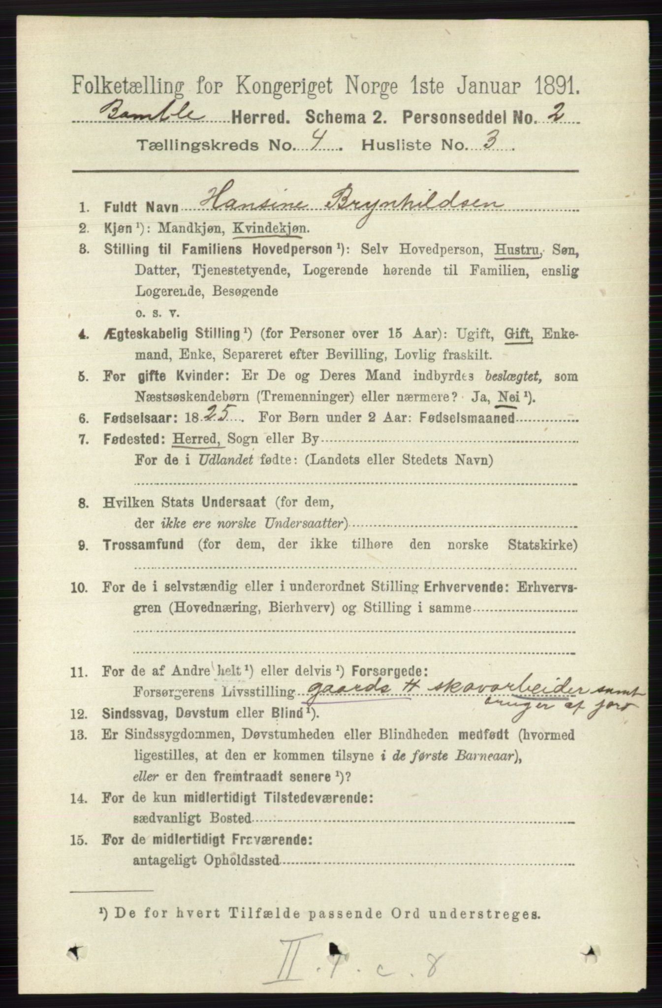 RA, 1891 census for 0814 Bamble, 1891, p. 1826