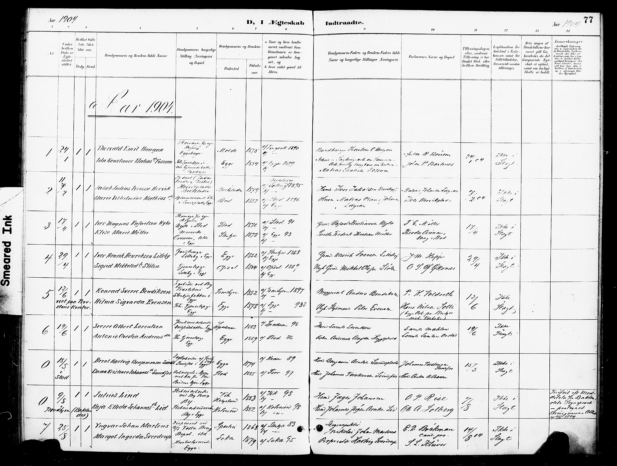 Ministerialprotokoller, klokkerbøker og fødselsregistre - Nord-Trøndelag, SAT/A-1458/740/L0379: Parish register (official) no. 740A02, 1895-1907, p. 77