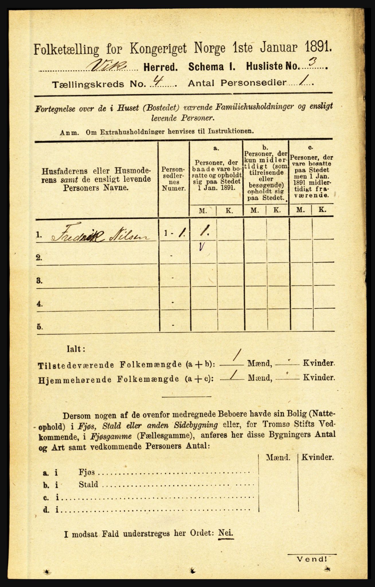 RA, 1891 census for 1417 Vik, 1891, p. 1714