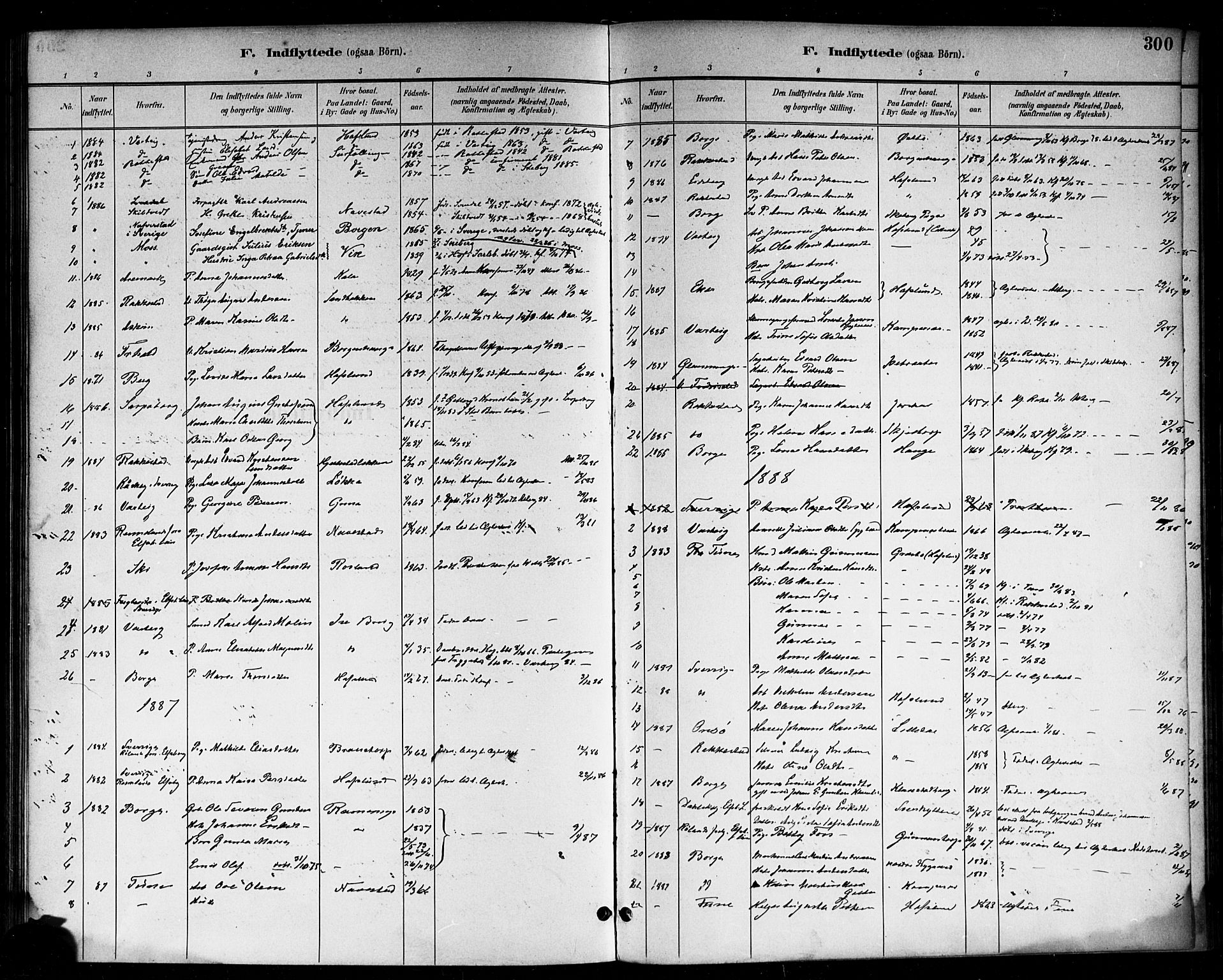 Skjeberg prestekontor Kirkebøker, AV/SAO-A-10923/F/Fa/L0009: Parish register (official) no. I 9, 1886-1897, p. 300