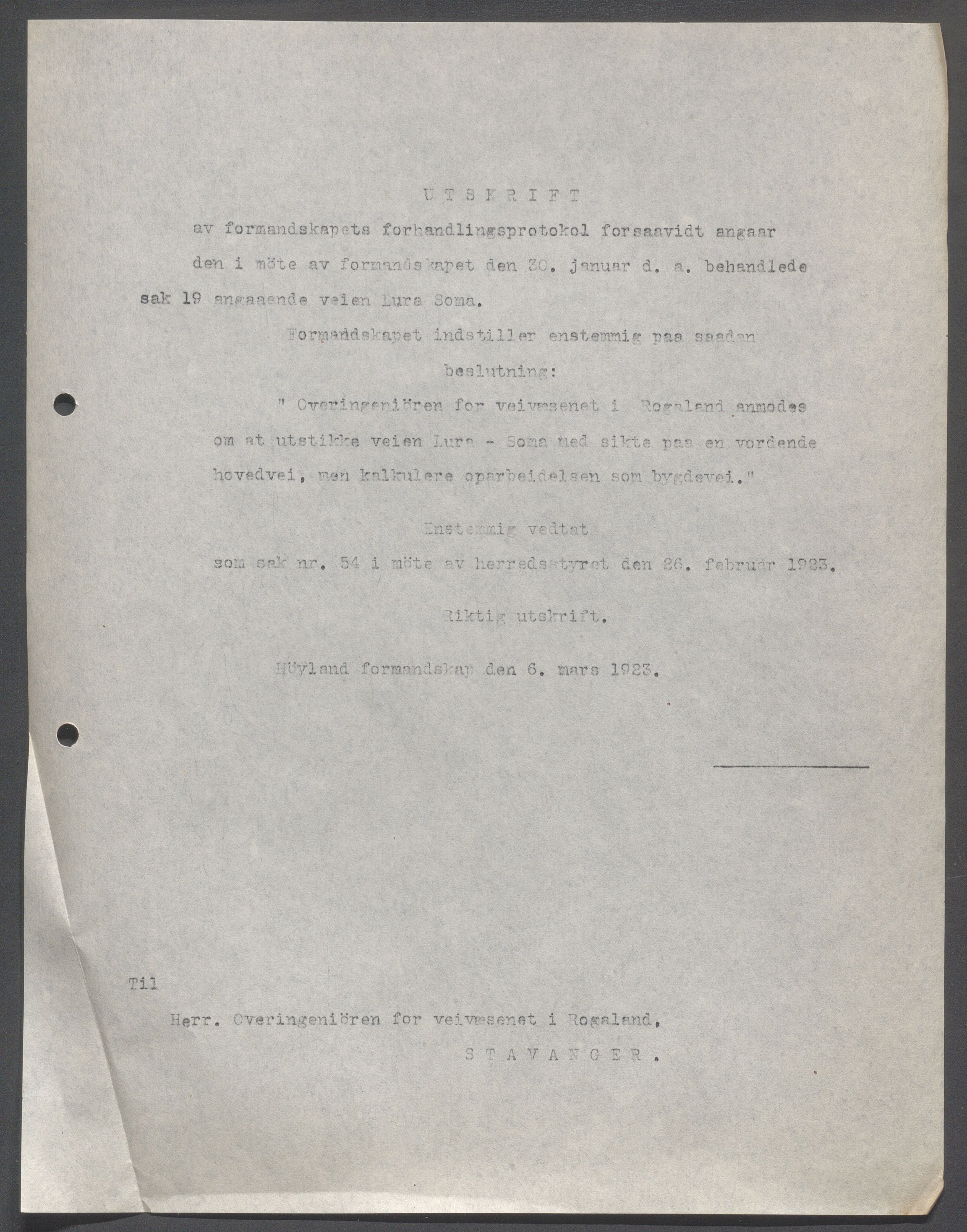 Høyland kommune - Formannskapet, IKAR/K-100046/B/L0006: Kopibok, 1920-1923, p. 662