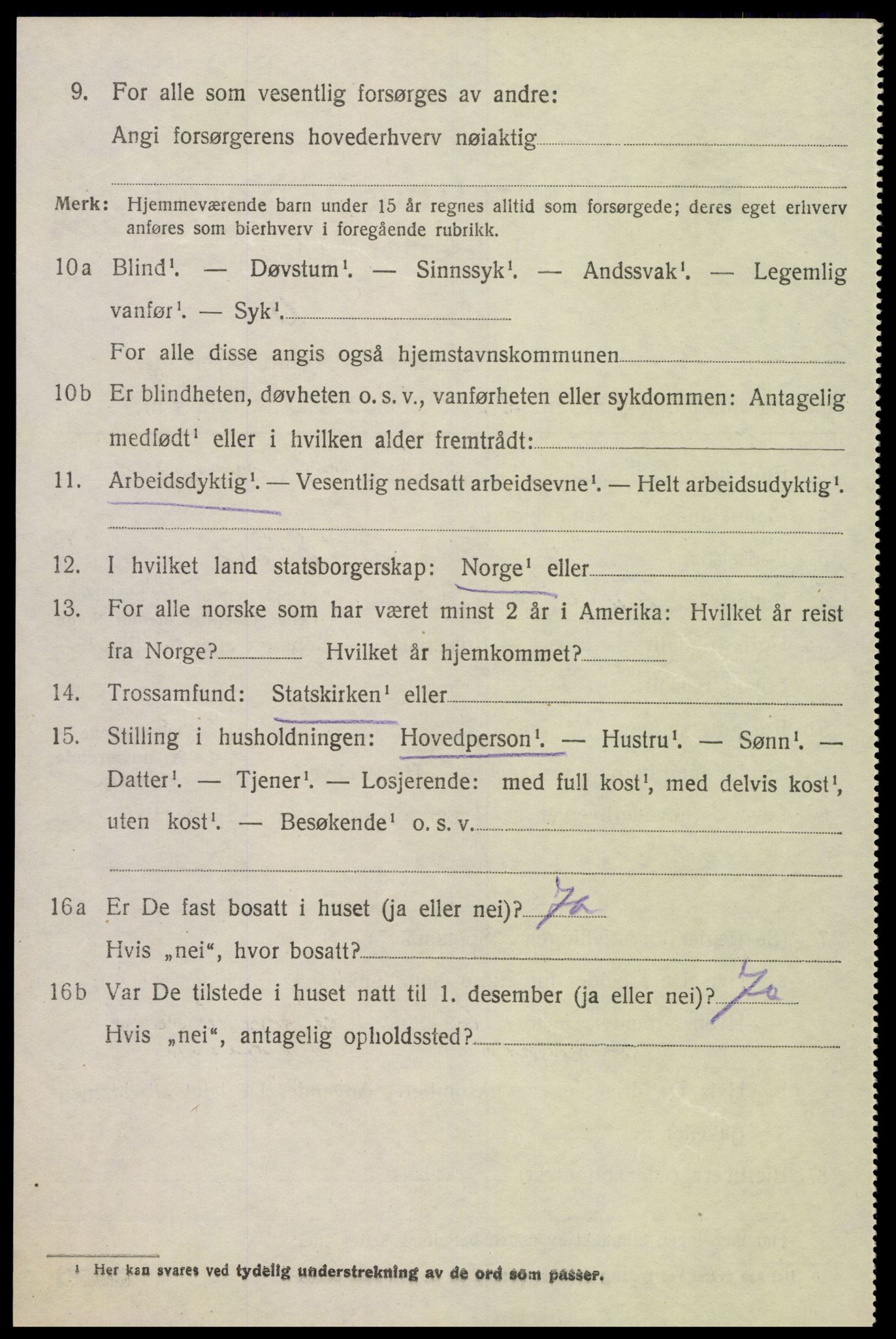 SAK, 1920 census for Oddernes, 1920, p. 5176