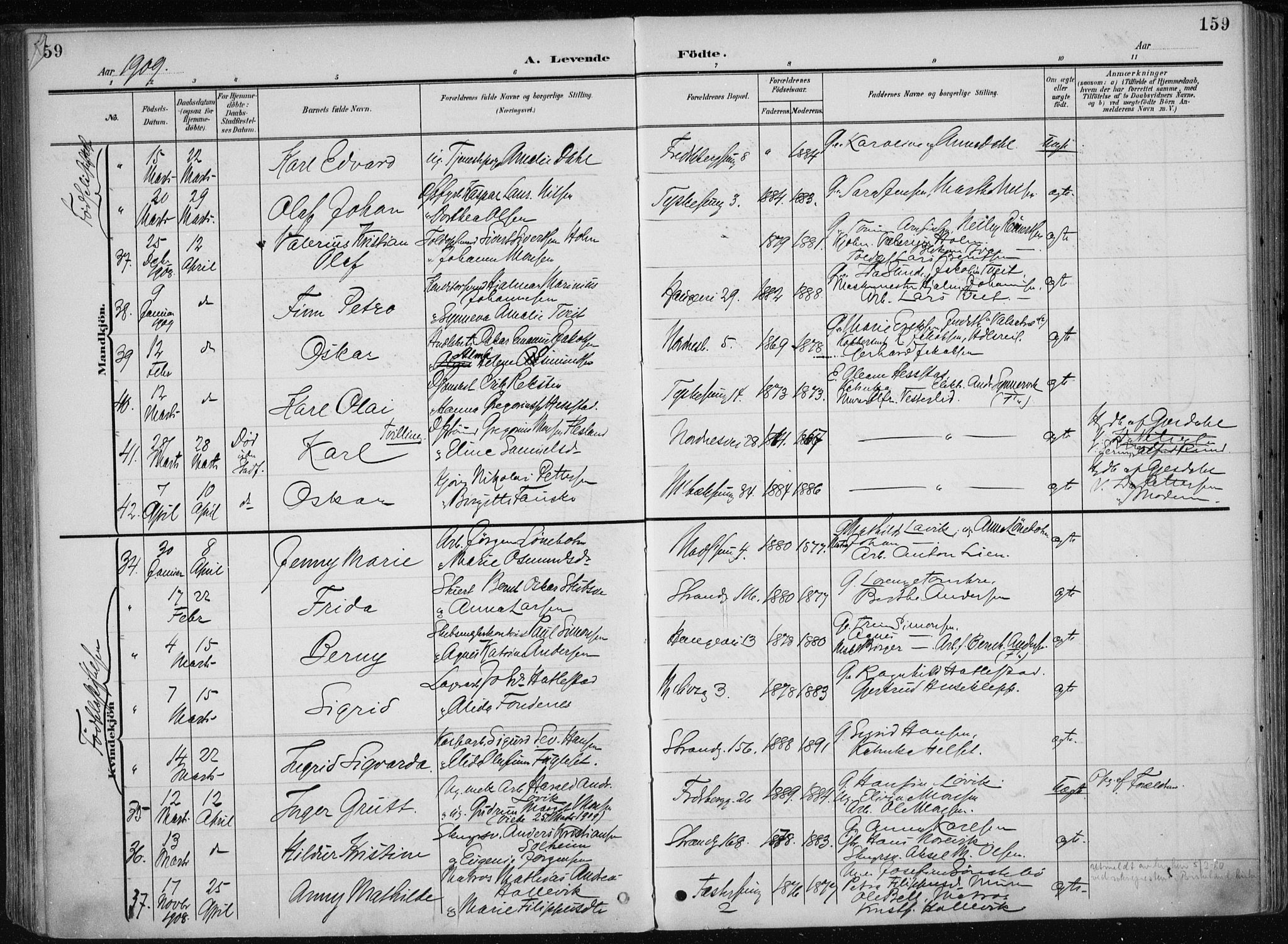 Nykirken Sokneprestembete, AV/SAB-A-77101/H/Haa/L0019: Parish register (official) no. B 7, 1904-1916, p. 159