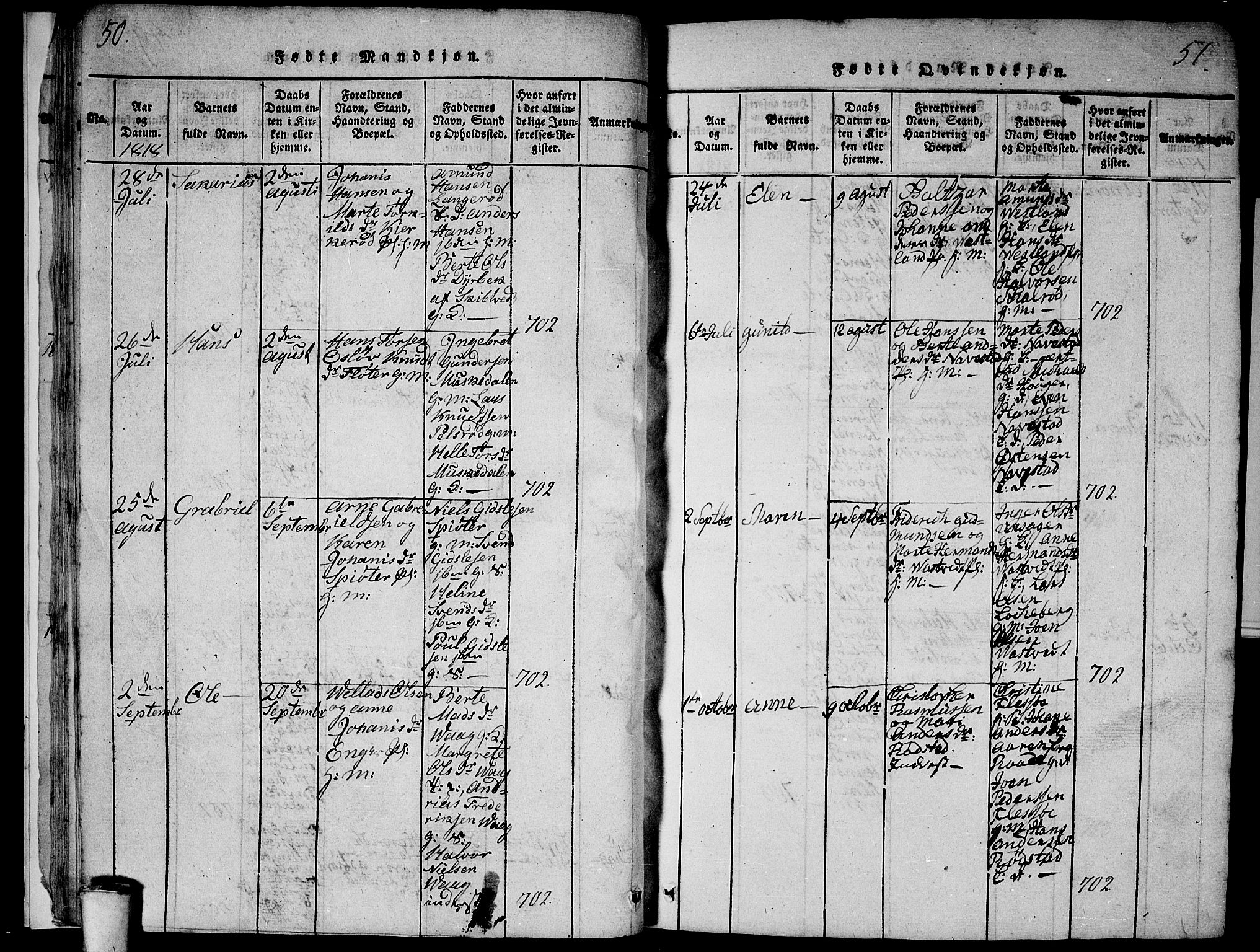 Våler prestekontor Kirkebøker, SAO/A-11083/G/Ga/L0001: Parish register (copy) no. I 1, 1815-1839, p. 50-51