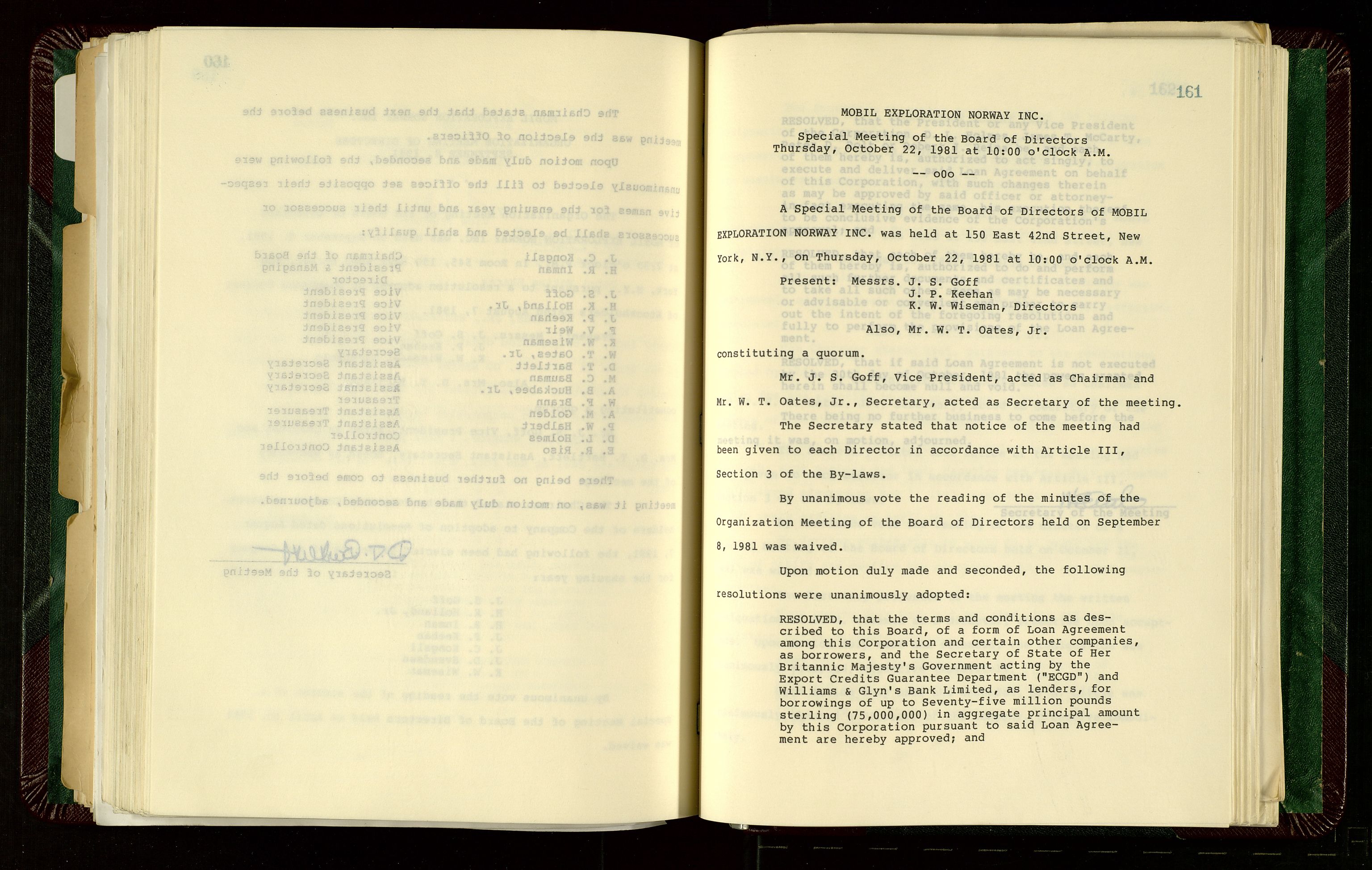 Pa 1578 - Mobil Exploration Norway Incorporated, AV/SAST-A-102024/7/A/Aa/L0001: Styreprotokoll og dokumenter, 1973-1998