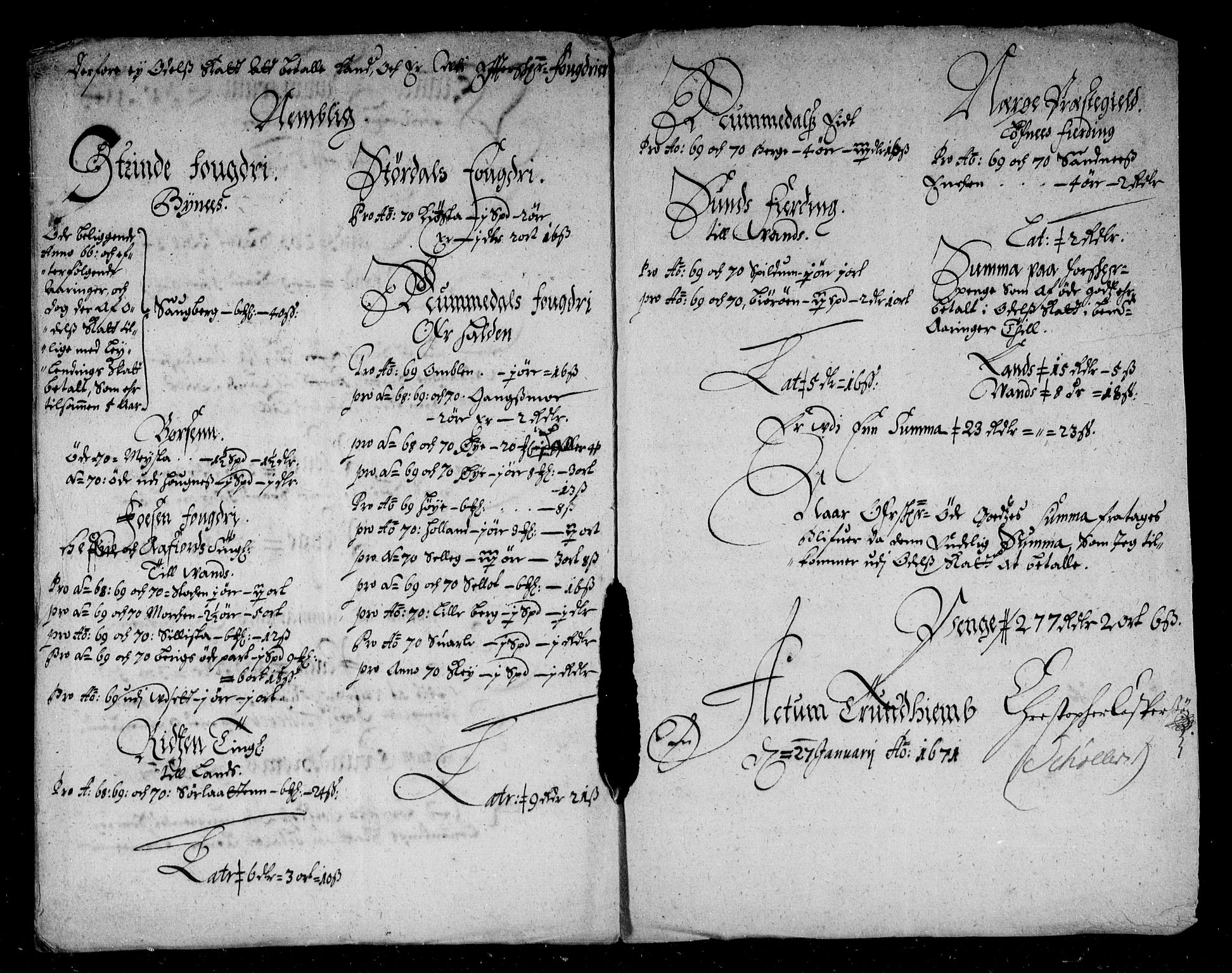 Rentekammeret inntil 1814, Reviderte regnskaper, Stiftamtstueregnskaper, Trondheim stiftamt og Nordland amt, AV/RA-EA-6044/R/Rd/L0032: Trondheim stiftamt, 1670-1671
