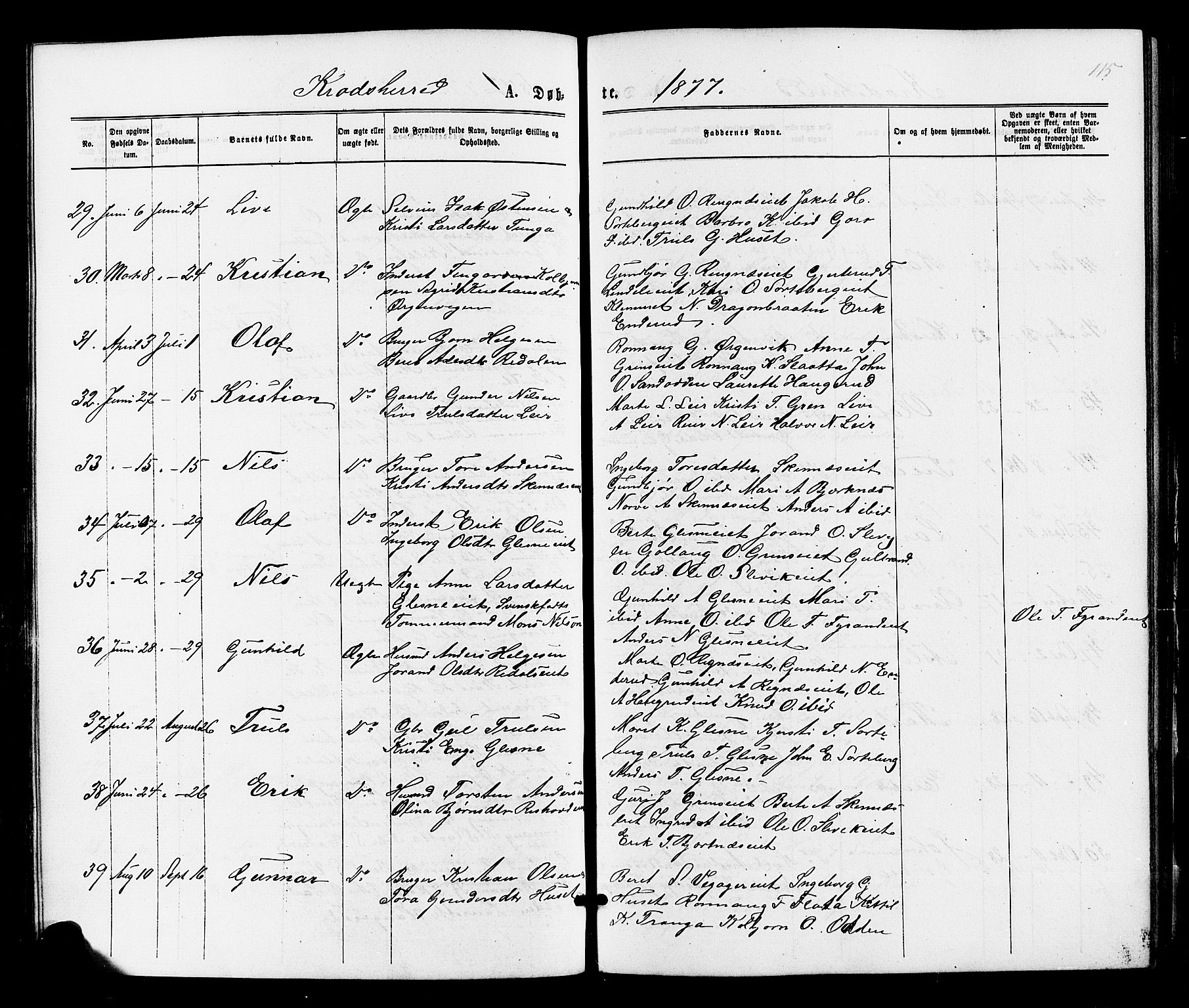 Sigdal kirkebøker, AV/SAKO-A-245/F/Fa/L0010: Parish register (official) no. I 10 /2, 1872-1878, p. 115