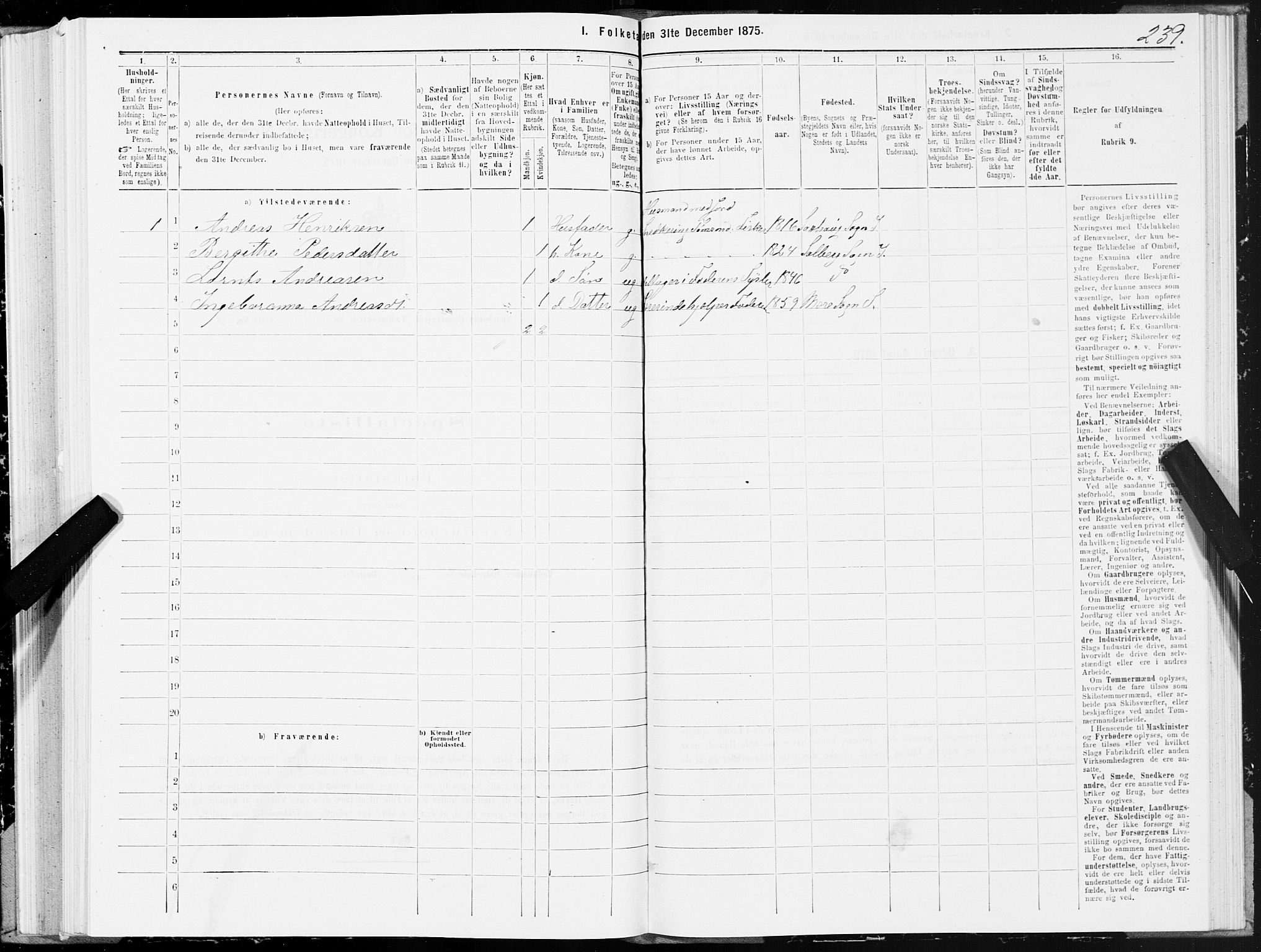 SAT, 1875 census for 1731P Sparbu, 1875, p. 2239