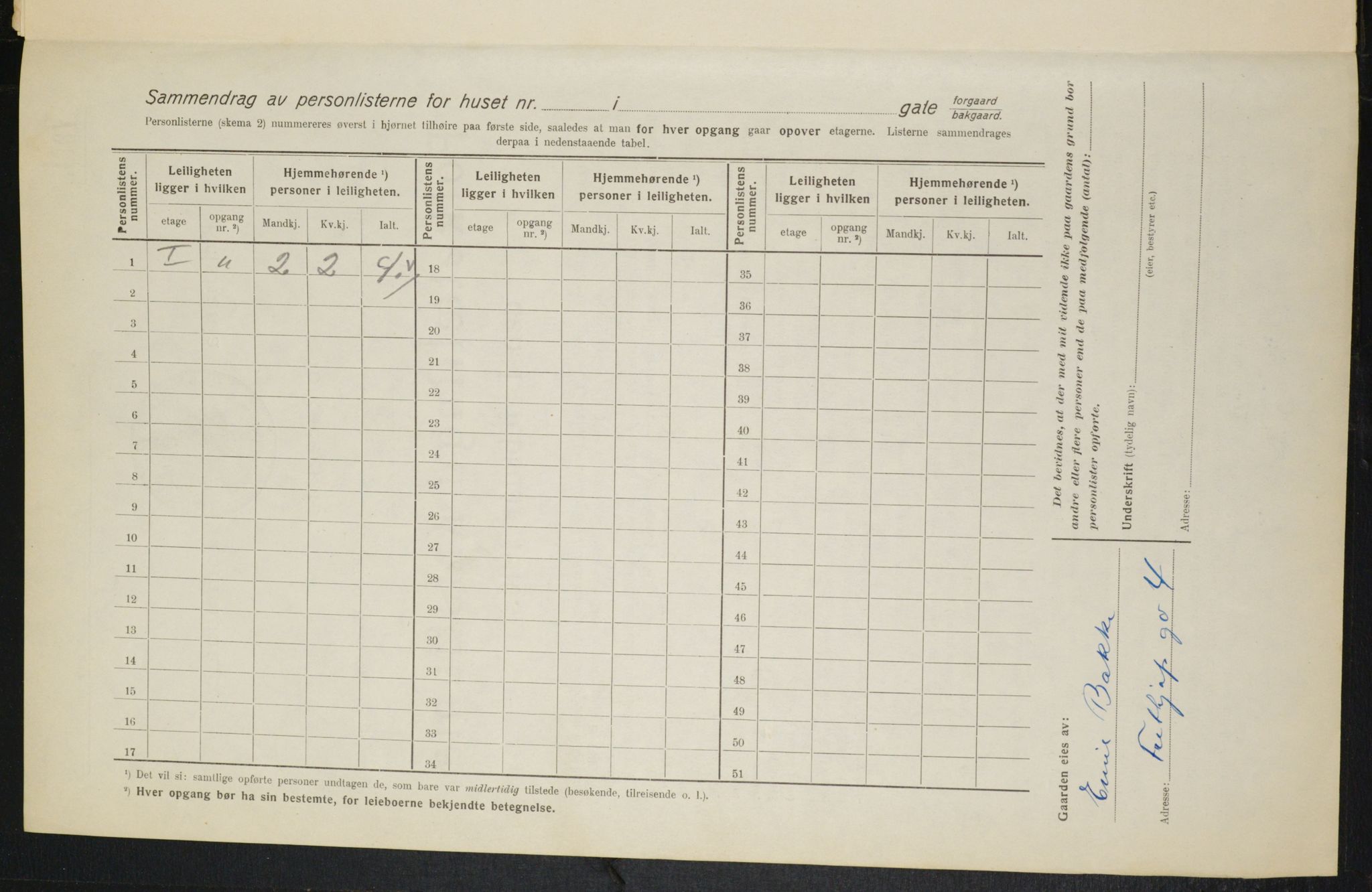 OBA, Municipal Census 1916 for Kristiania, 1916, p. 27310