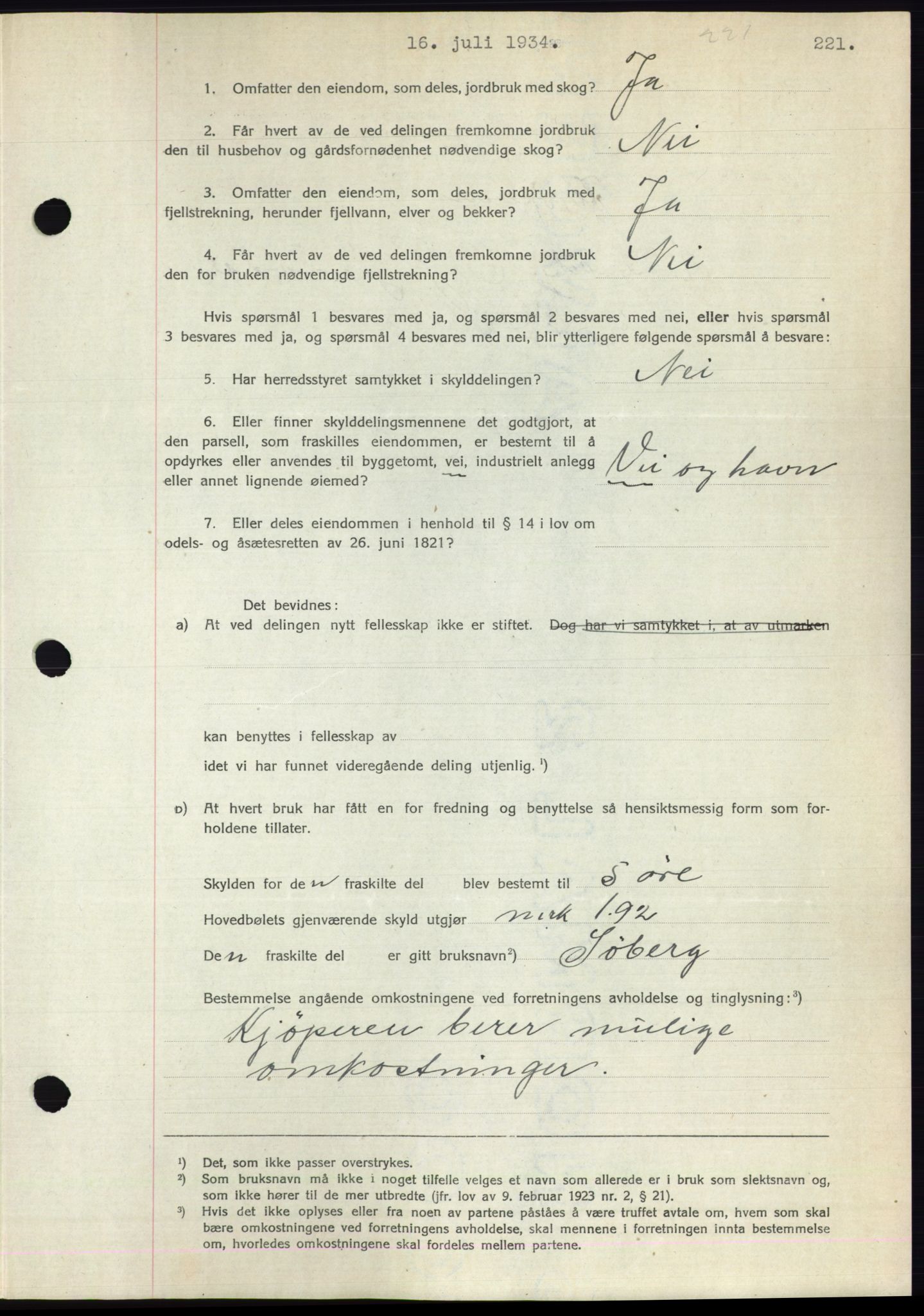 Romsdal sorenskriveri, AV/SAT-A-4149/1/2/2C/L0065: Mortgage book no. 59, 1934-1934, Deed date: 16.07.1934