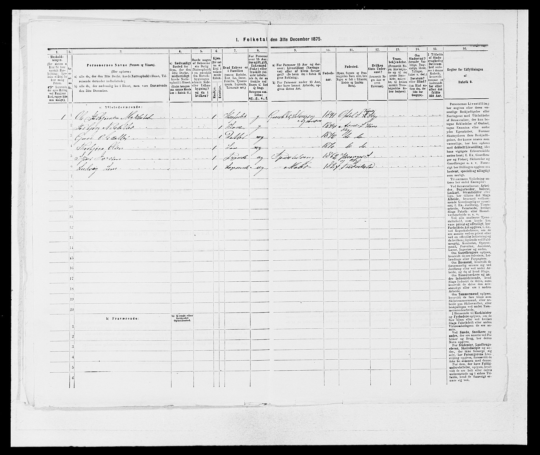 SAB, 1875 census for 1249P Fana, 1875, p. 150