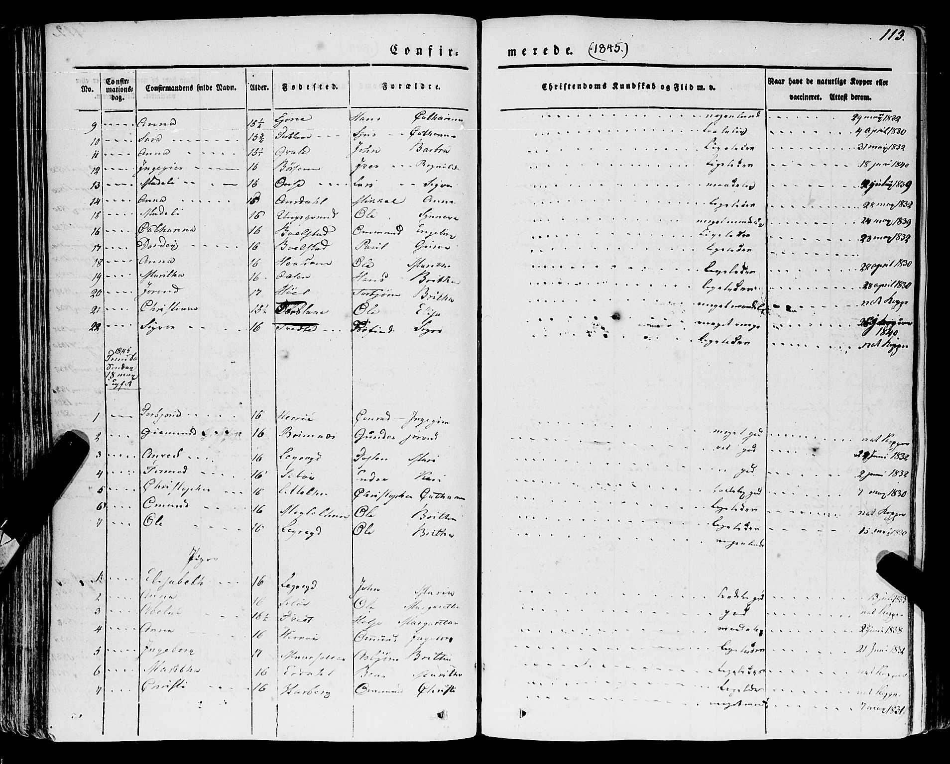 Ulvik sokneprestembete, AV/SAB-A-78801/H/Haa: Parish register (official) no. A 12, 1839-1853, p. 113