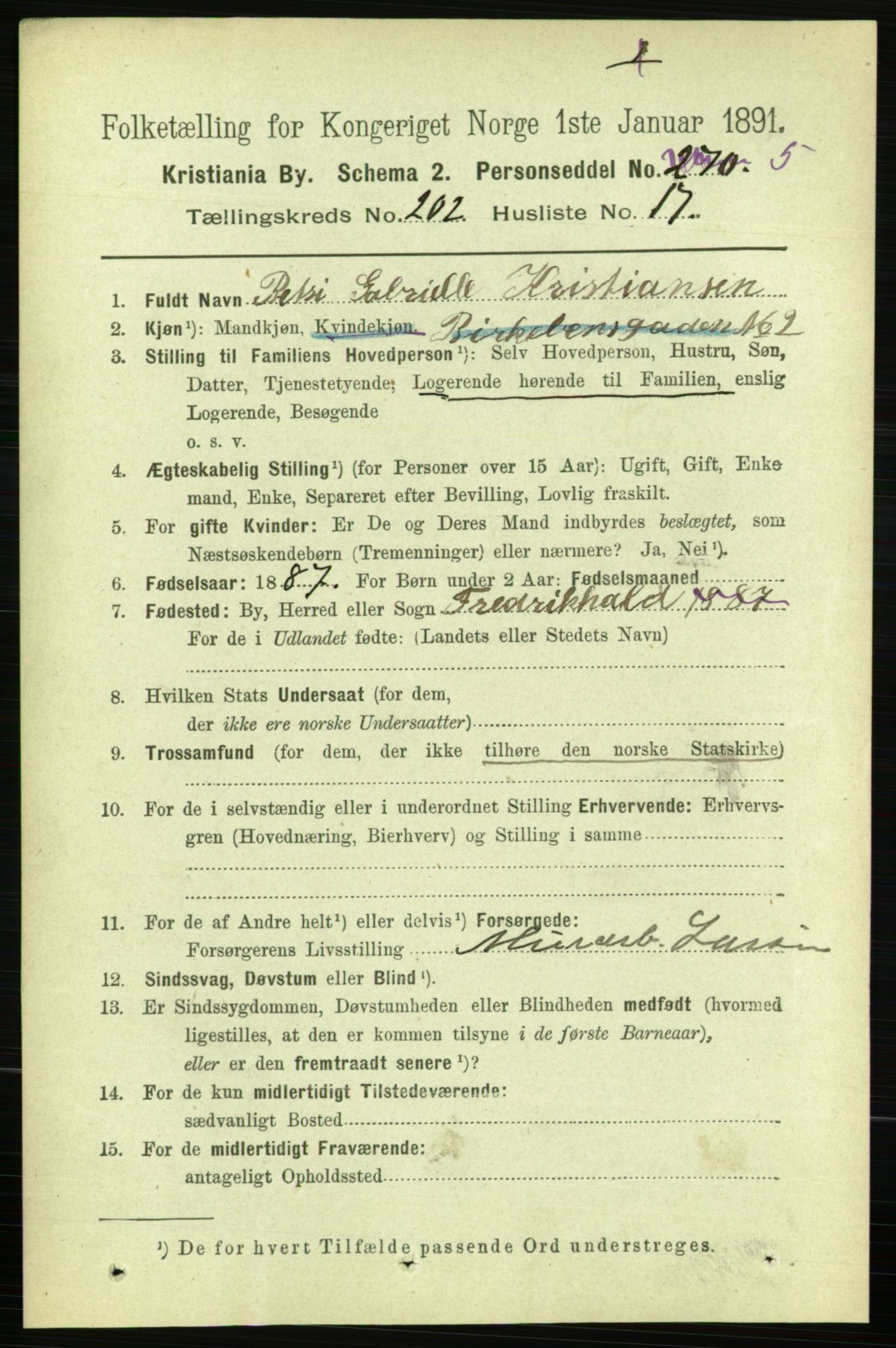 RA, 1891 census for 0301 Kristiania, 1891, p. 121794