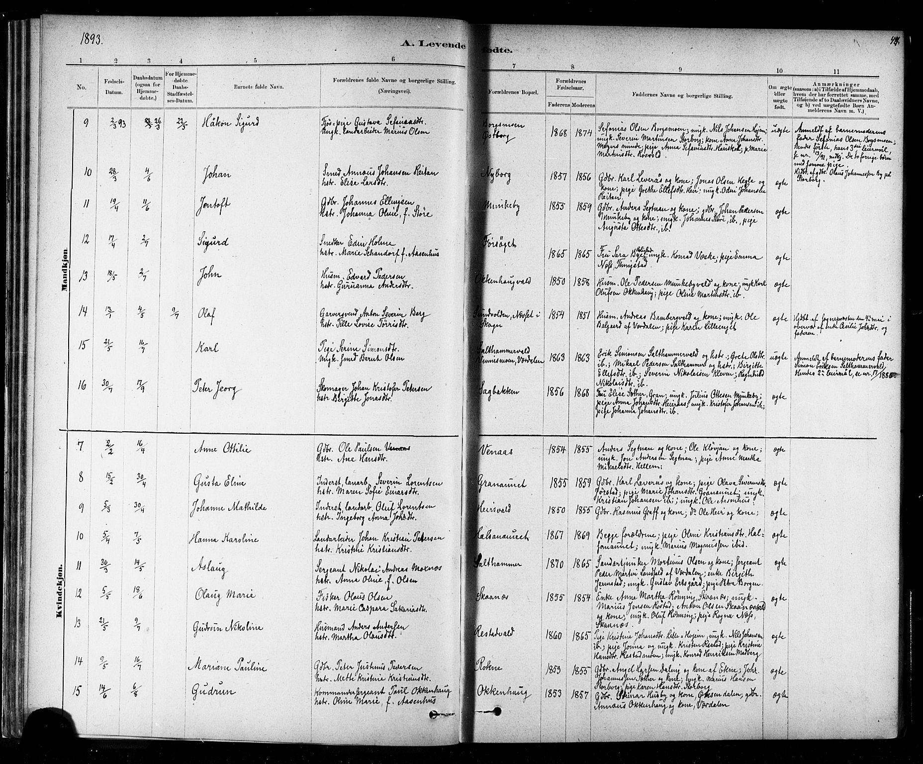Ministerialprotokoller, klokkerbøker og fødselsregistre - Nord-Trøndelag, SAT/A-1458/721/L0208: Parish register (copy) no. 721C01, 1880-1917, p. 44