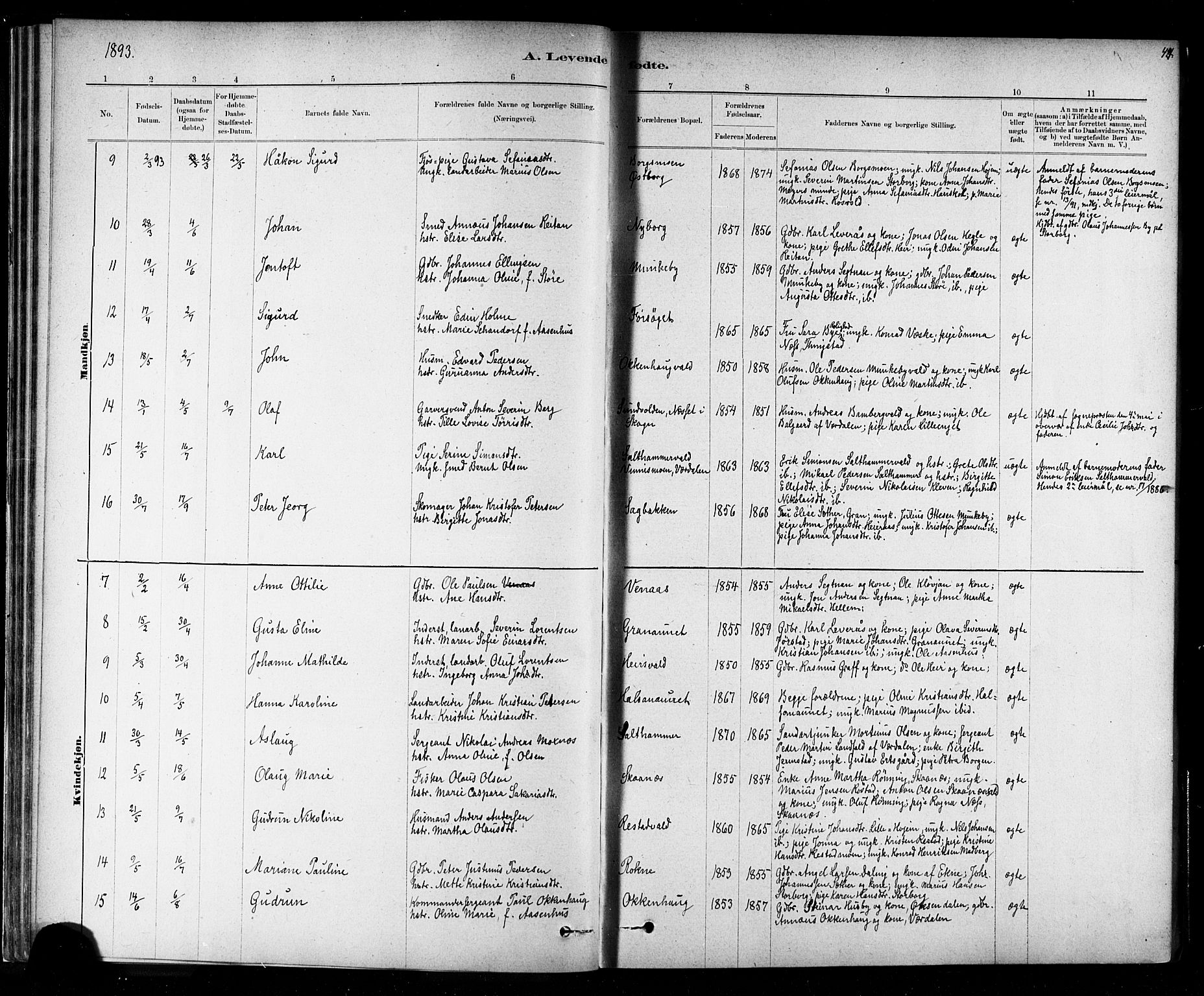 Ministerialprotokoller, klokkerbøker og fødselsregistre - Nord-Trøndelag, AV/SAT-A-1458/721/L0208: Parish register (copy) no. 721C01, 1880-1917, p. 44